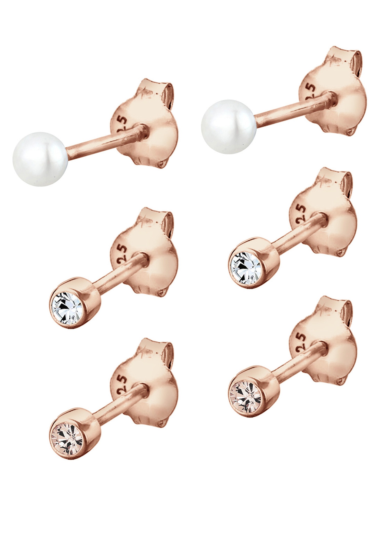 Elli Ohrstecker-Set »Ohrringe Kugel Perle Set Kristalle 925 Silber«