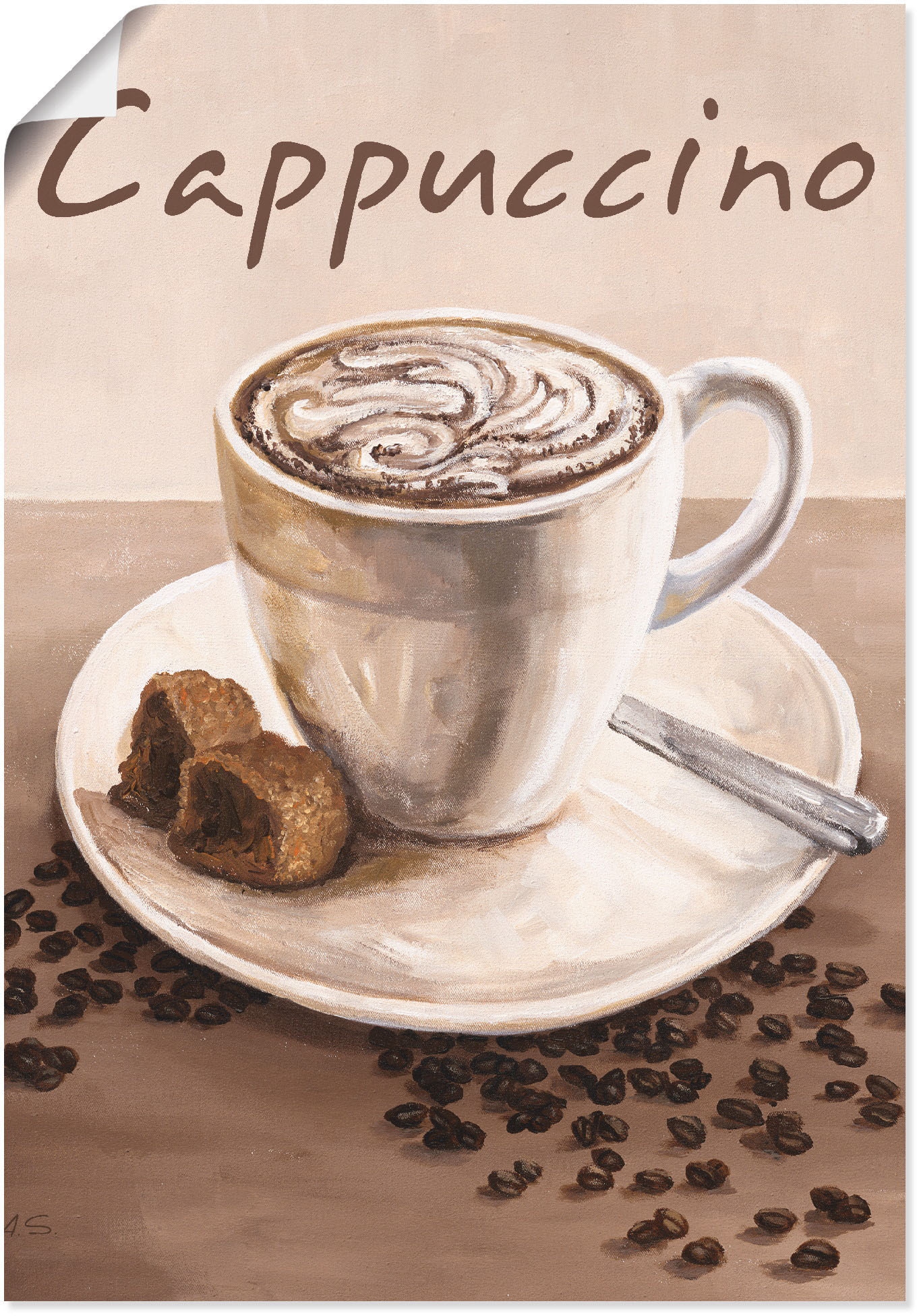 Wandbild »Cappuccino - Kaffee«, Kaffee Bilder, (1 St.), als Leinwandbild, Poster,...