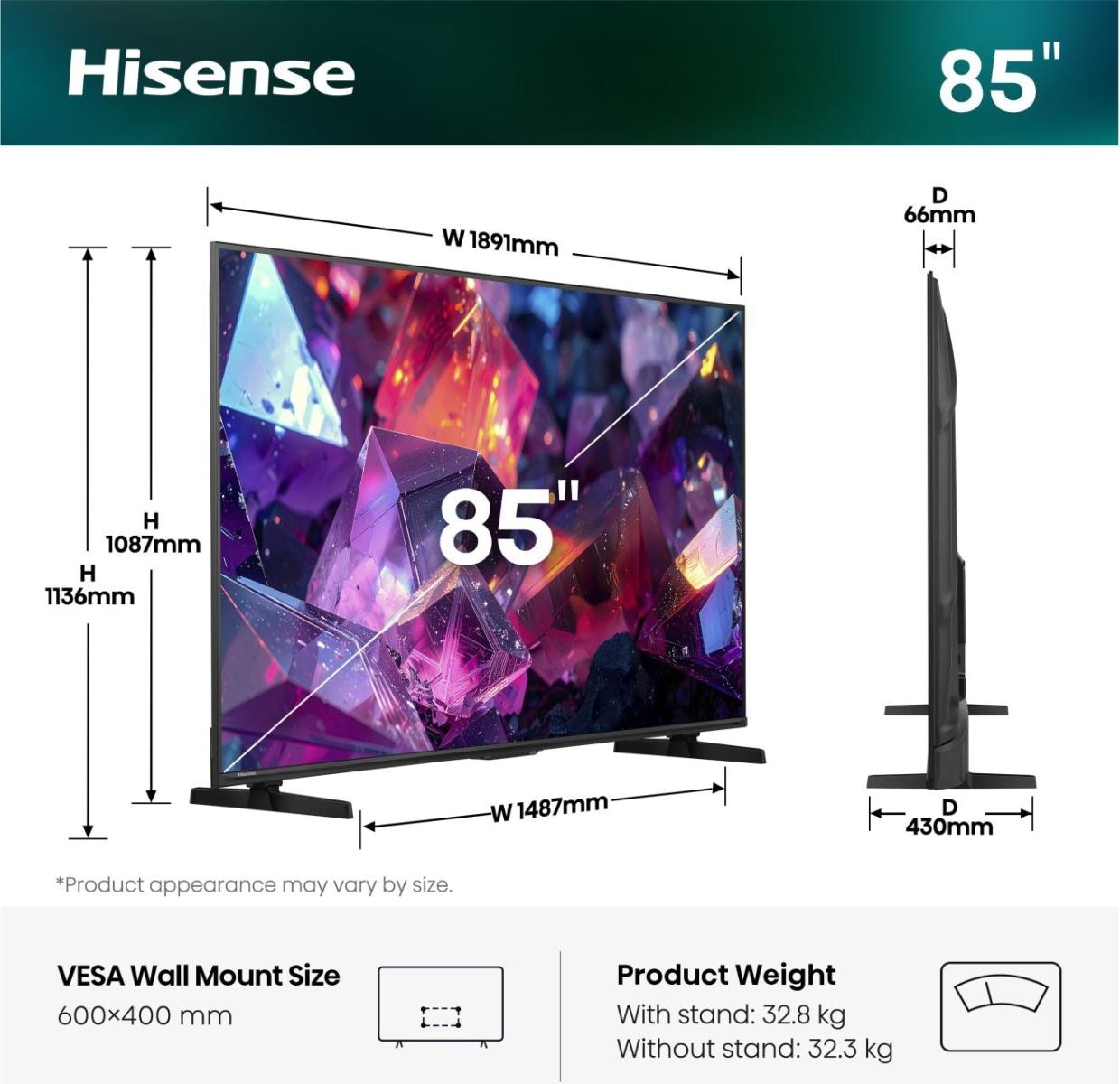 Hisense QLED-Fernseher »85E7S PRO« 215 cm/85 ″ Smart-TV