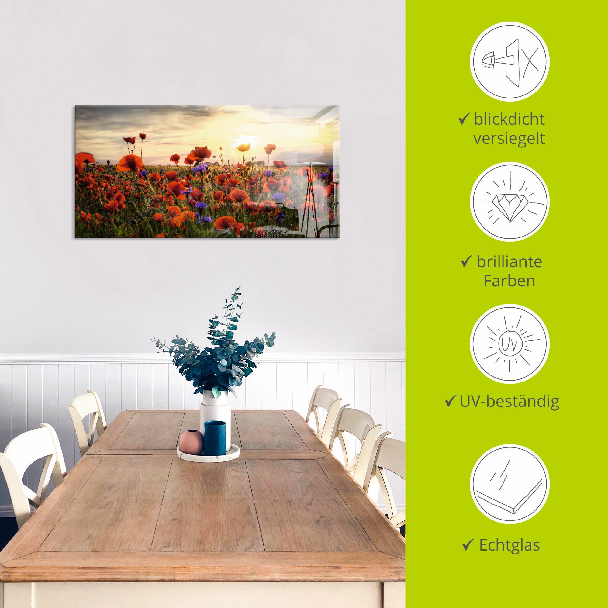 Artland Glasbild »Mohnblumen«, Blumen, (1 St.), in verschiedenen Größen