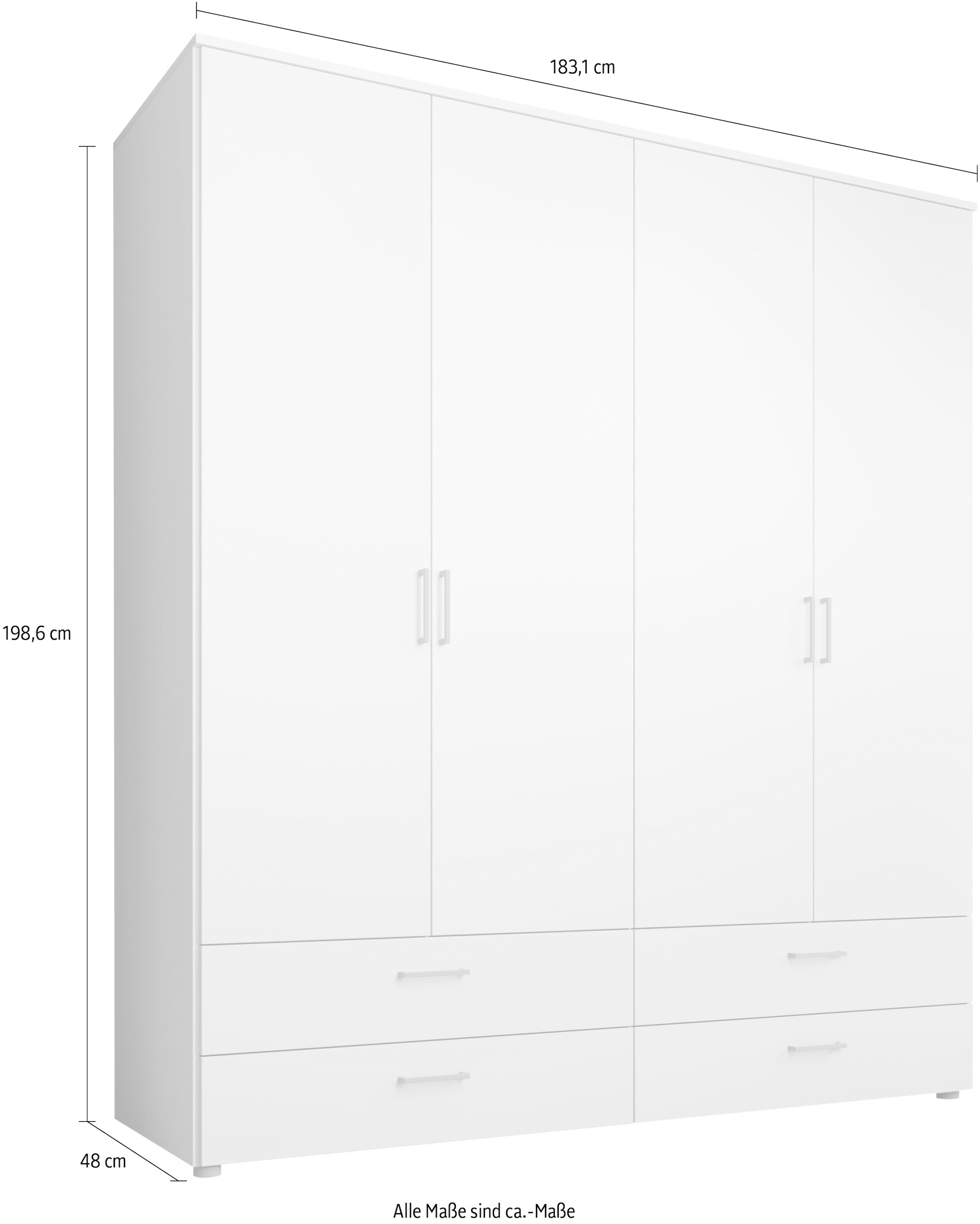 Schlafkontor Drehtürenschrank »Spazio«, weiß, Schlafzimmerschrank mit Spiegel