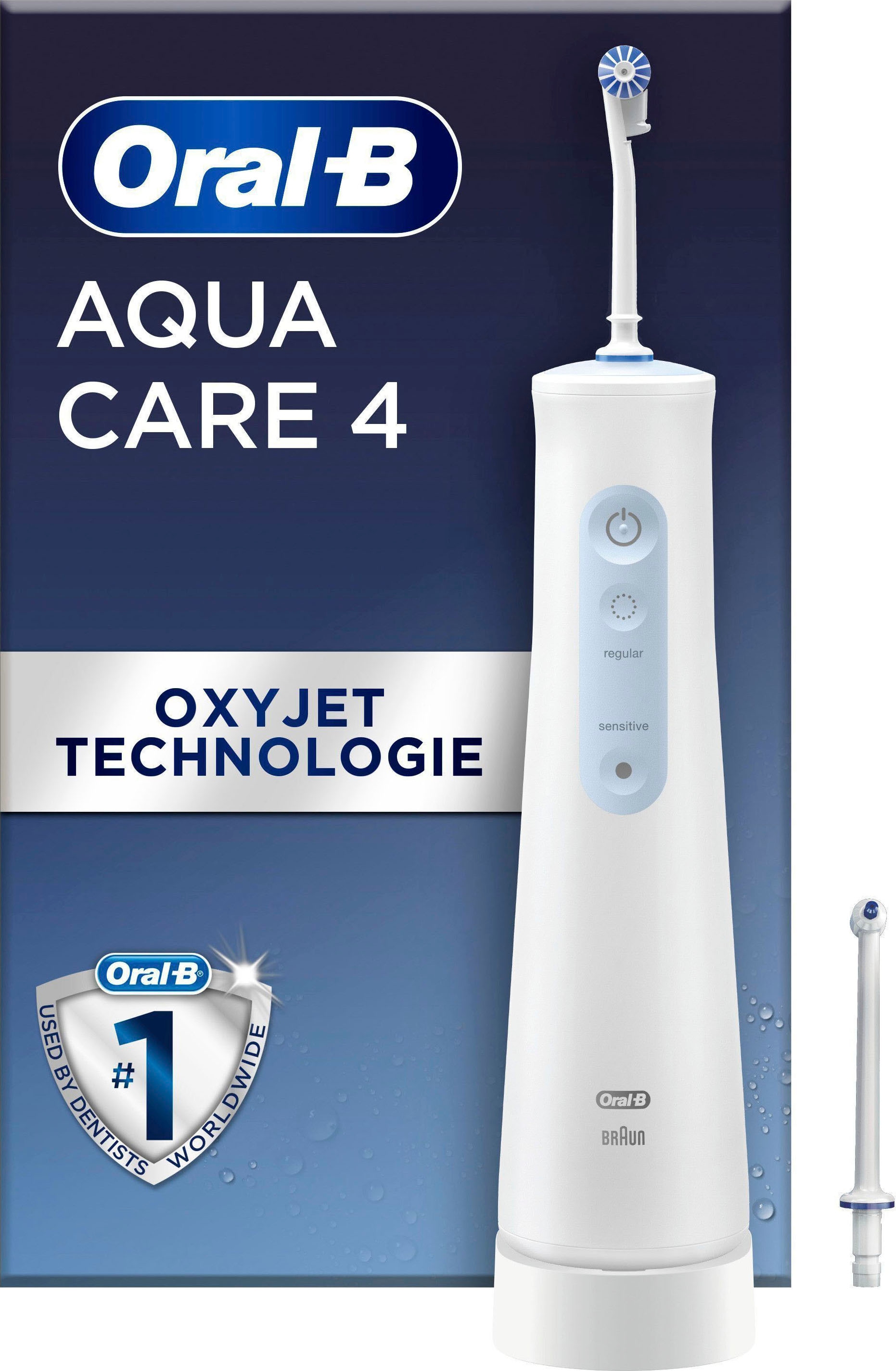 Oral-B Munddusche »AquaCare 4«, 2 St. Aufsätze}, Kabellose mit Oxyjet-Technologie