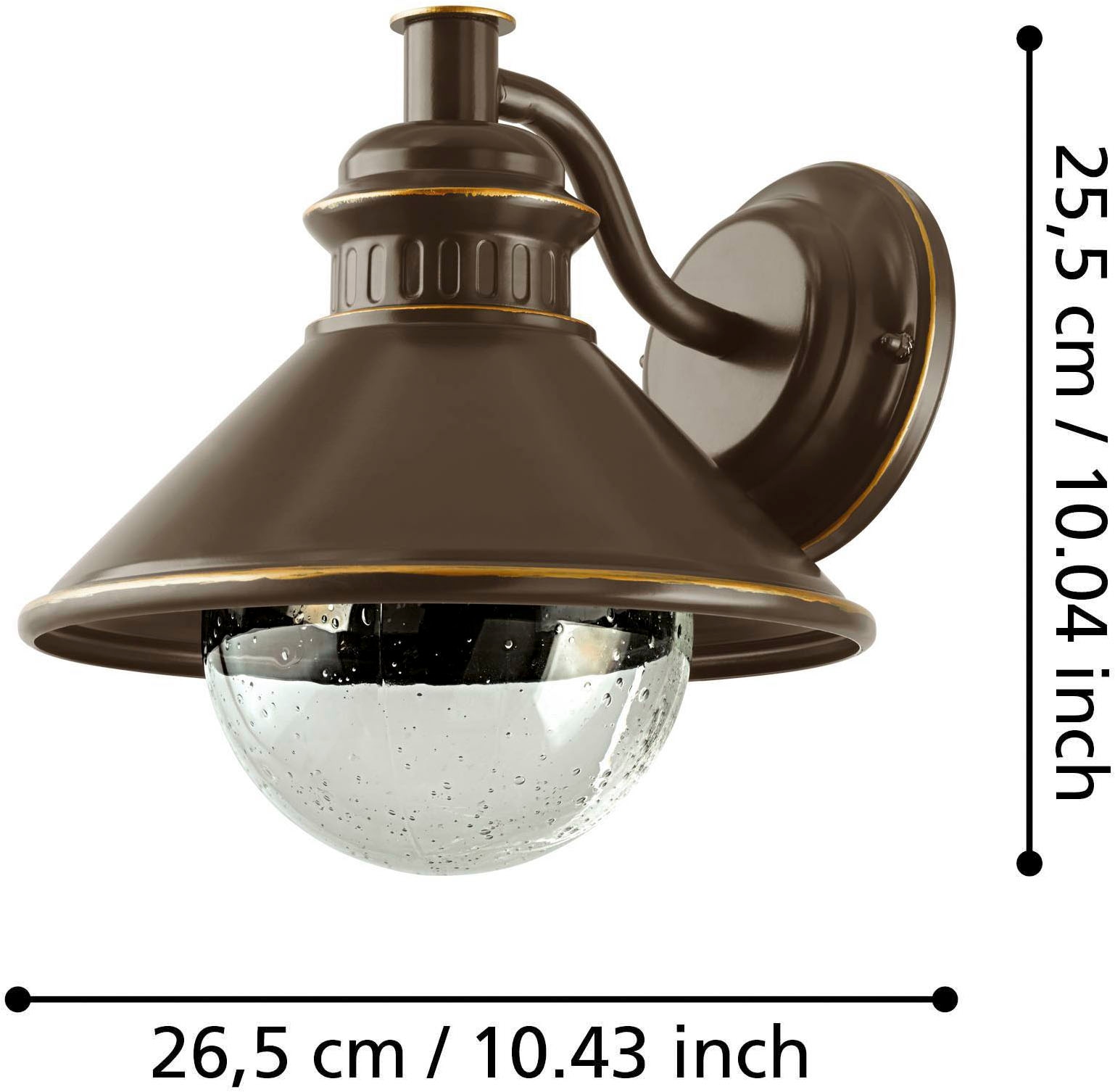 EGLO Wandleuchte »Albacete Außenlampe IP44 spritzwassergeschützt, E27, Wandlampe, Lampe« E27 1 Stk. Wand-/Deckenleuchte - L26,5 x H25,5 x AL28 cm - braun, kupfer