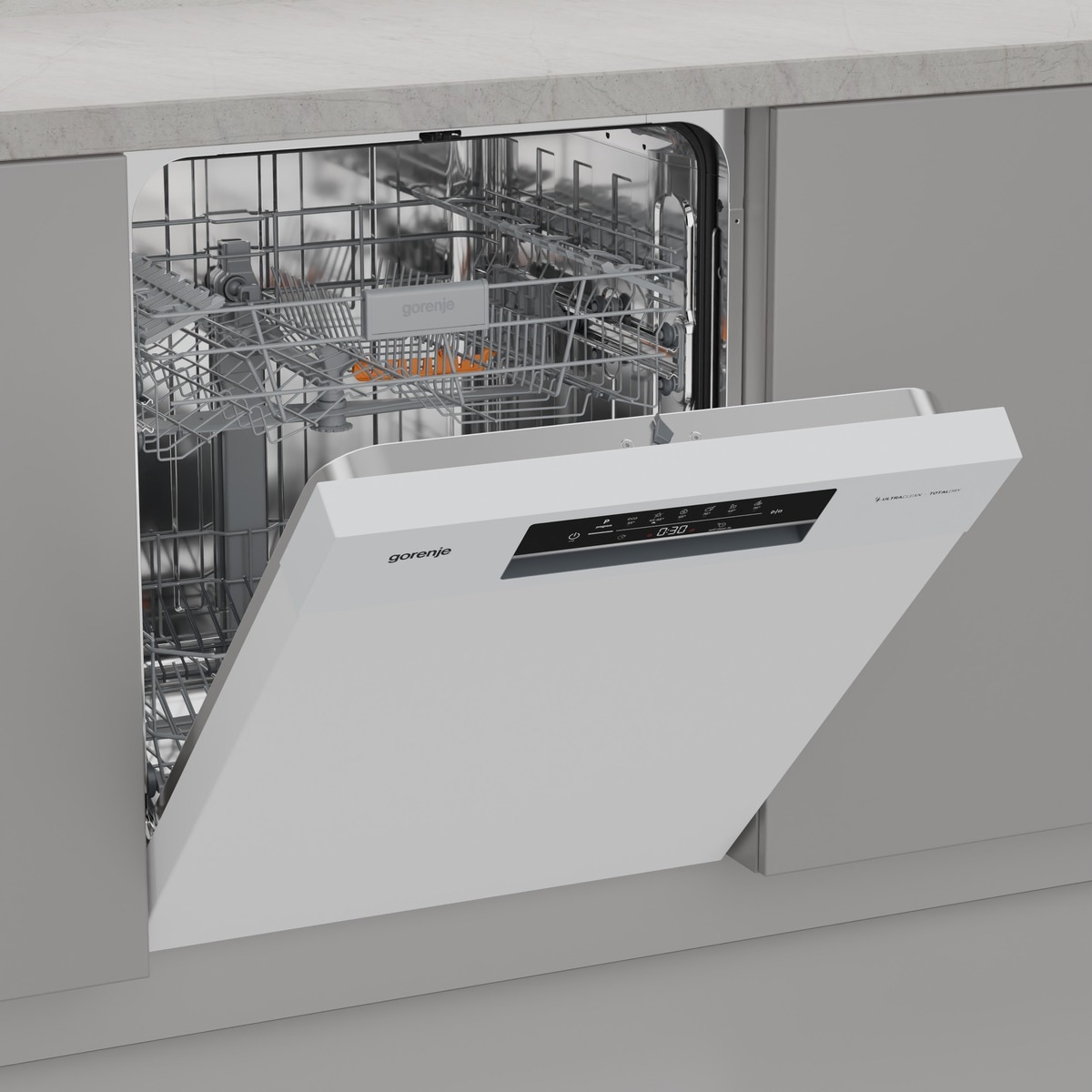 GORENJE Unterbaugeschirrspüler »GU642C90W« 9,7 l 14 tlg. Maßgedecke auto. Türöffnung, Hygiene Programm, Startzeitvorwahl