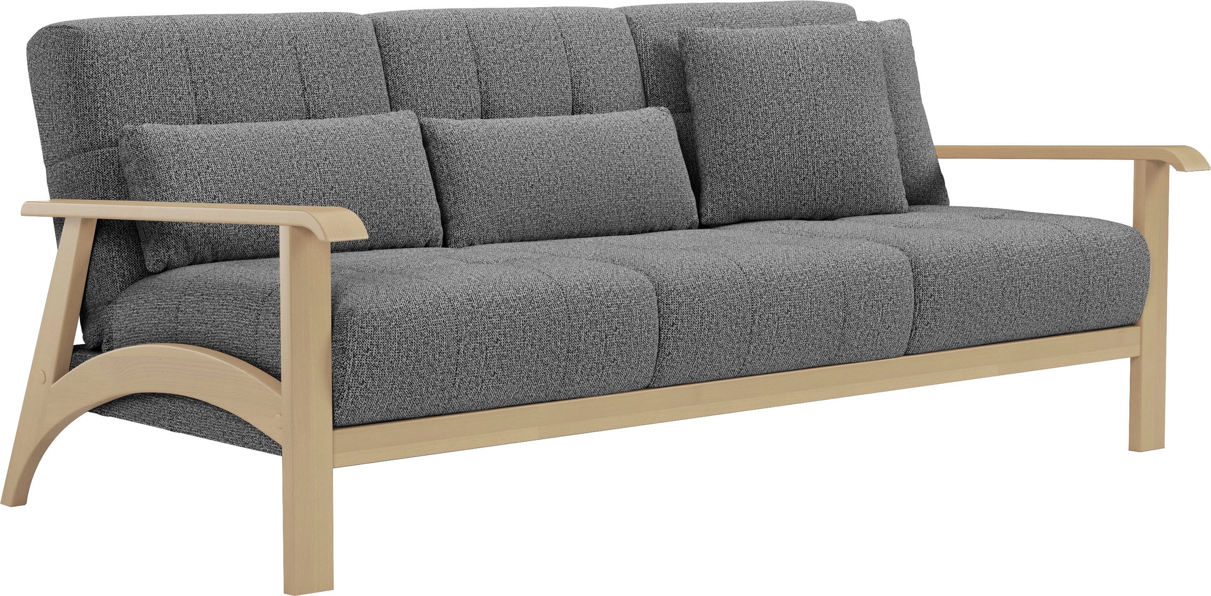 sit&more 3-Sitzer »Billund«, Armlehnen aus Buchenholz in natur, verschiedene Bezüge und Farben