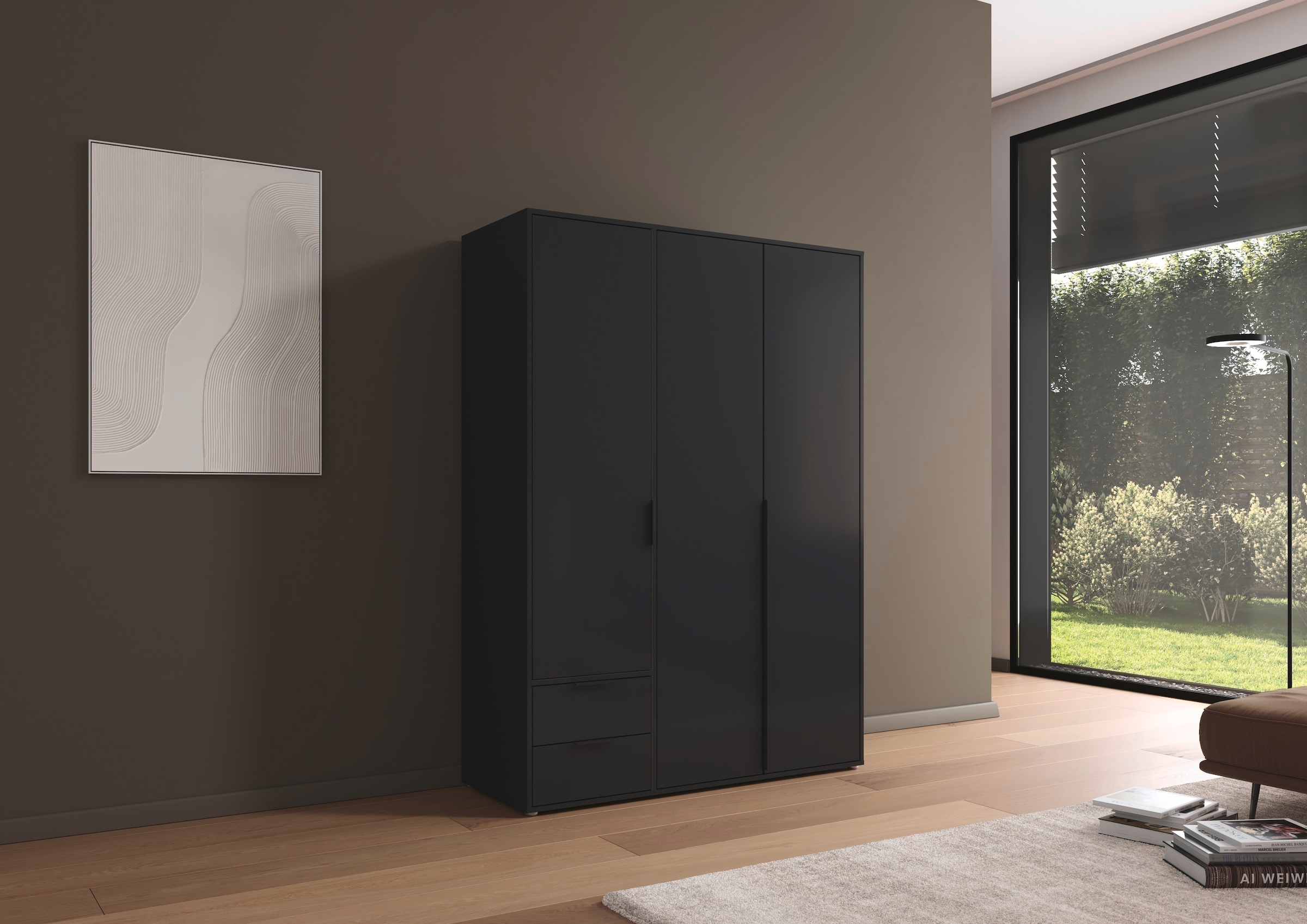 rauch Drehtürenschrank »Kleiderschrank Schrank Garderobe Wäscheschrank NAGATA viel Stauraum« in 3 verschiedenen Ausstattungen BASIC/CLASSIC/PREMIUM,  mit Schubladen sowie Stangengriffen TOPSELLER MADE IN GERMANY