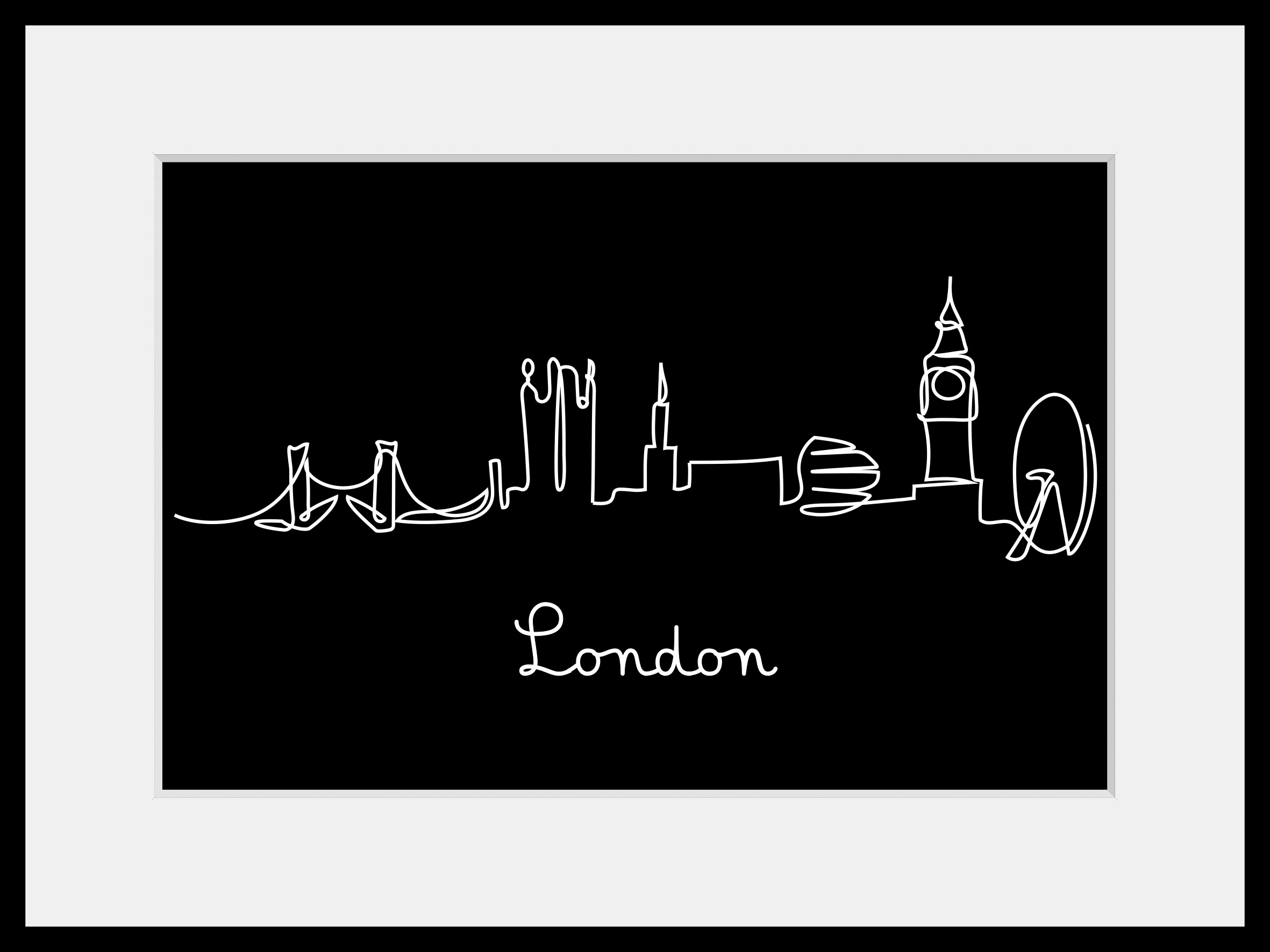 queence Bild »London Skyline« Kunst | London | Modern | Stadt | Städte 1 Stk. tlg. HD Premium Poster-Druck inkl. Holzrahmen