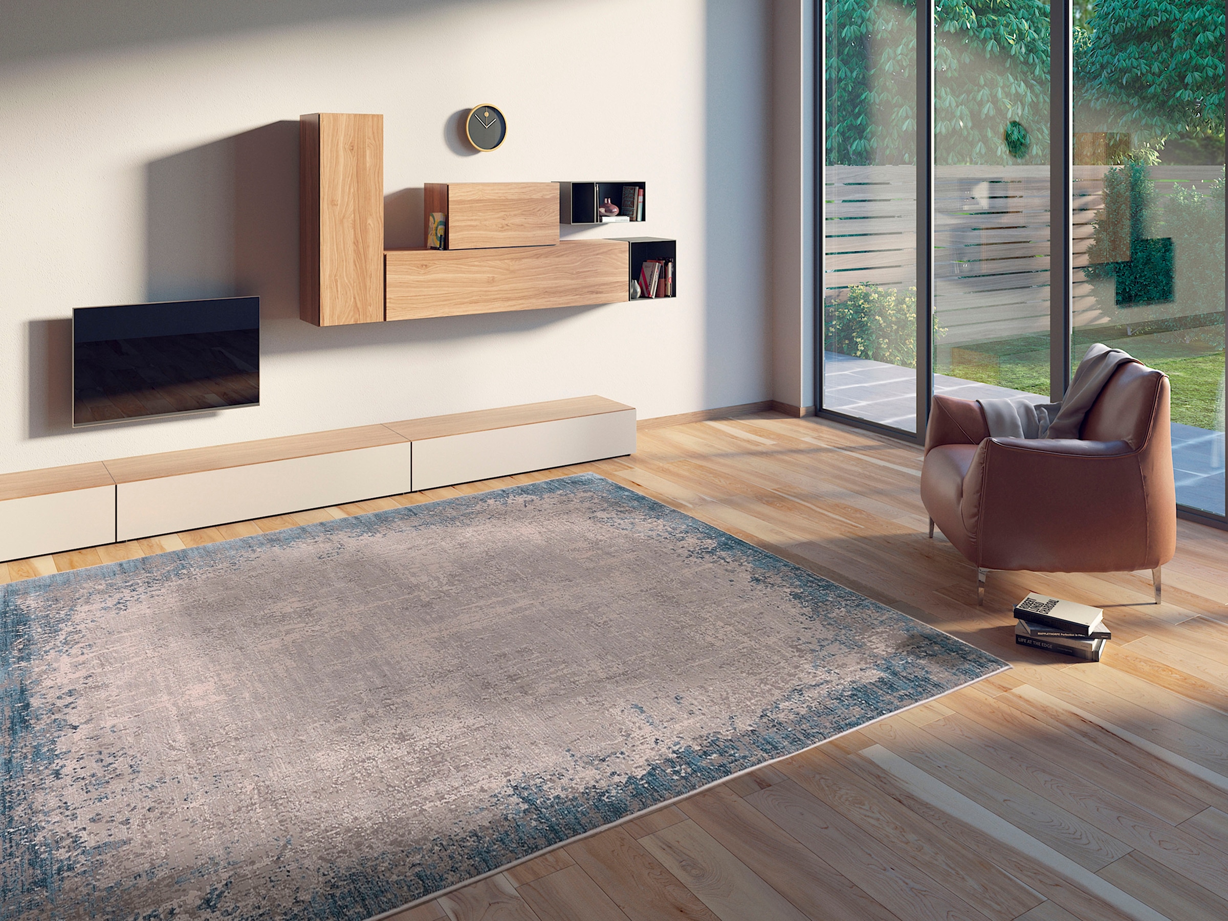 WK WOHNEN Teppich »BORDER« rechteckig 8 mm Höhe hochwertiger Viskoseanteil, samtweiche Oberfläche mit 3 D Effekt