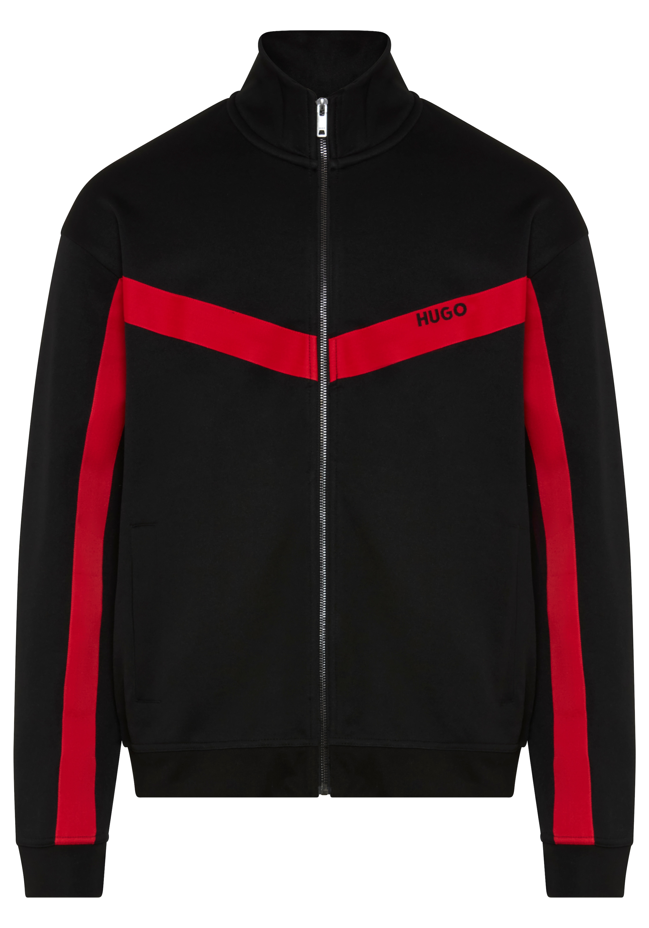 HUGO Sweatjacke »Darti« Stehkragen, Relaxed Fit, Logo-Tape