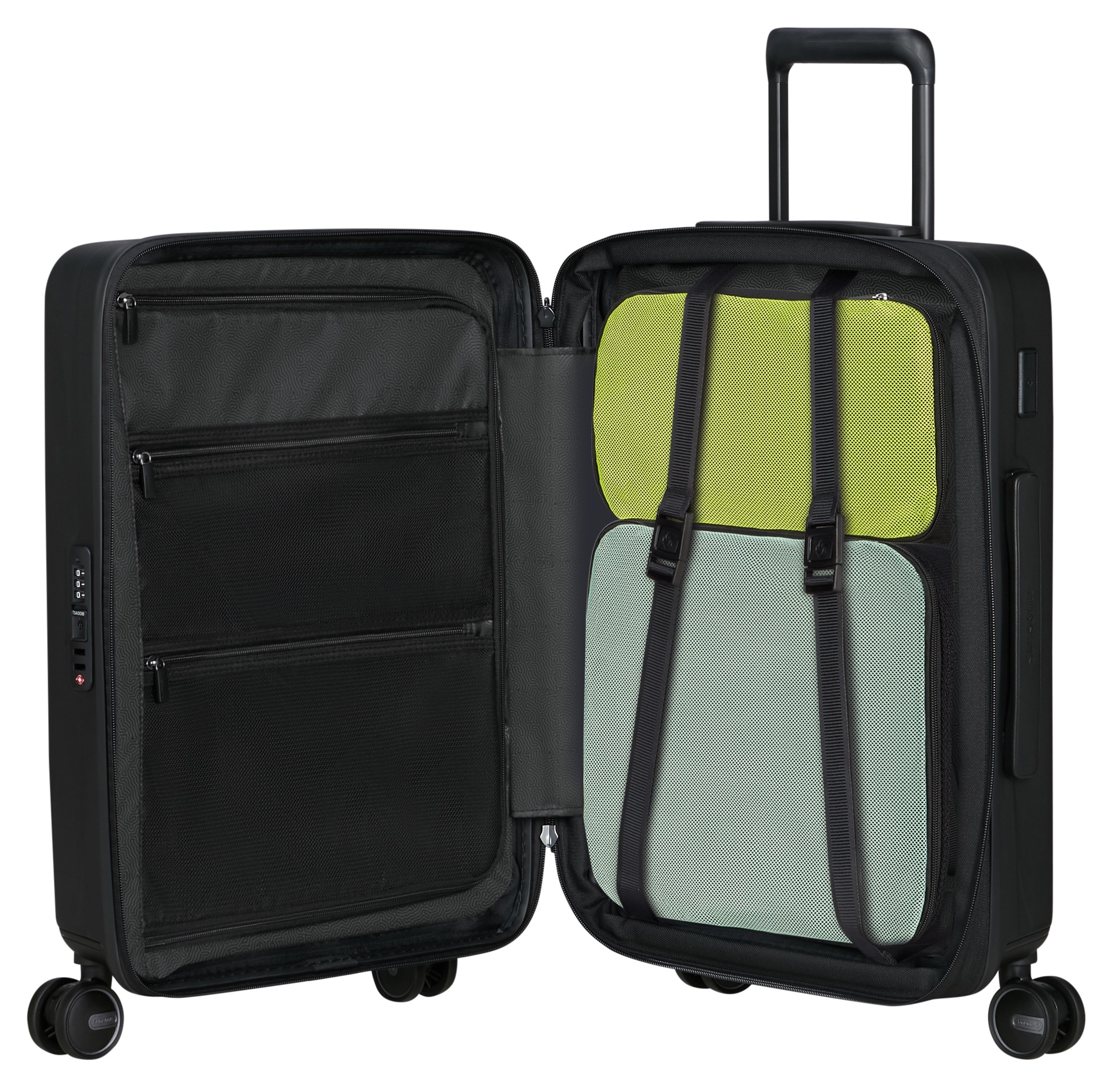 Samsonite Hartschalen-Trolley »RESTACKD 55 inkl. 2 Packtaschen«, 4 St. Rollen, Handgepäckkoffer mit TSA Schloss Volumenerweiterung