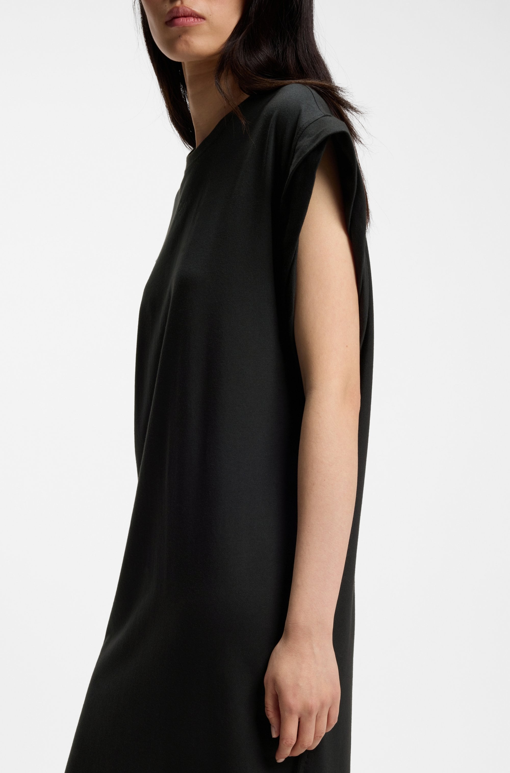 BOSS ORANGE Jerseykleid »Edress Premium Damenmode« mit Schlitzen, Logoschriftzug