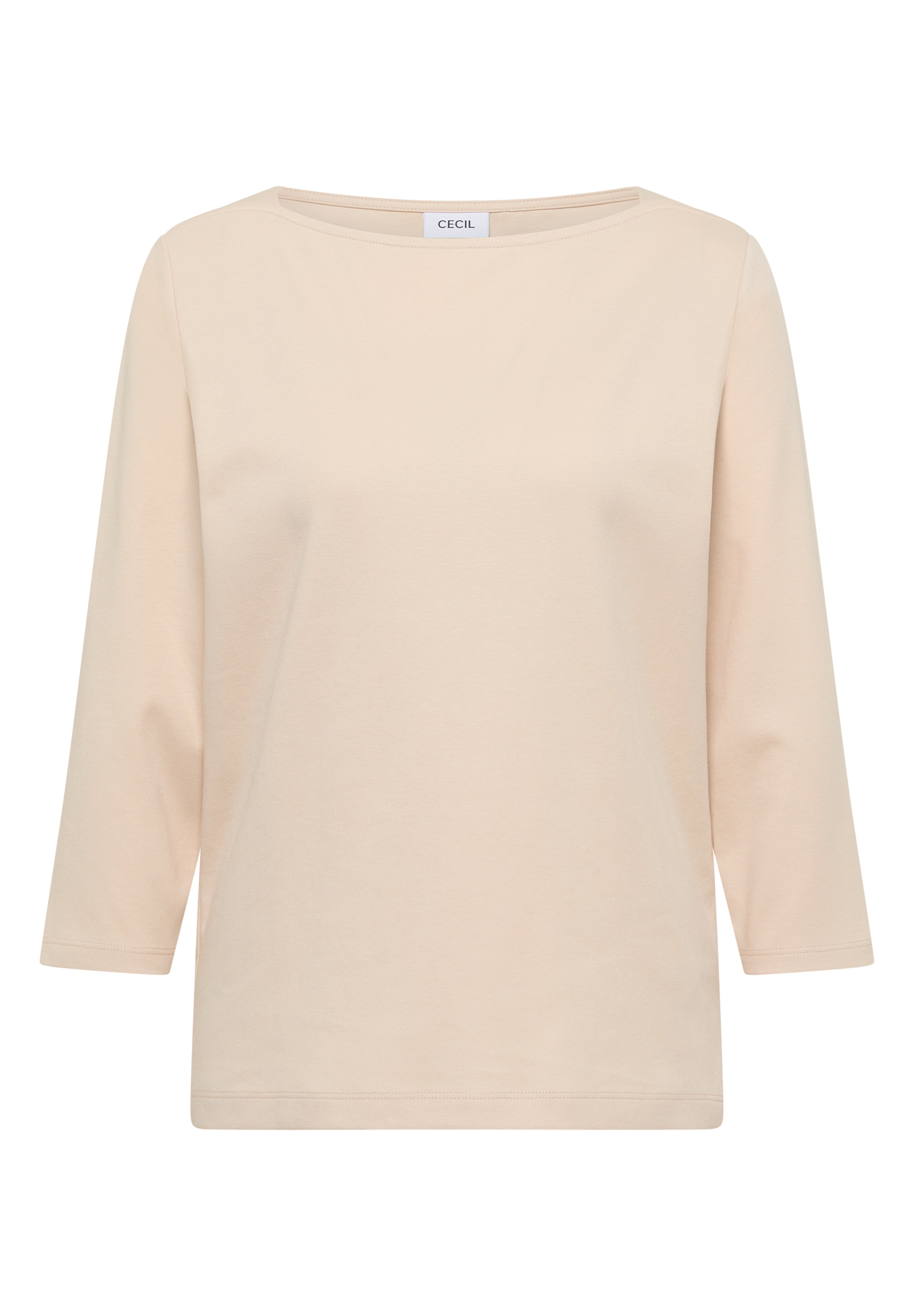 Cecil 3/4-Arm-Shirt U-Boot-Ausschnitt, unifarben, Baumwolle