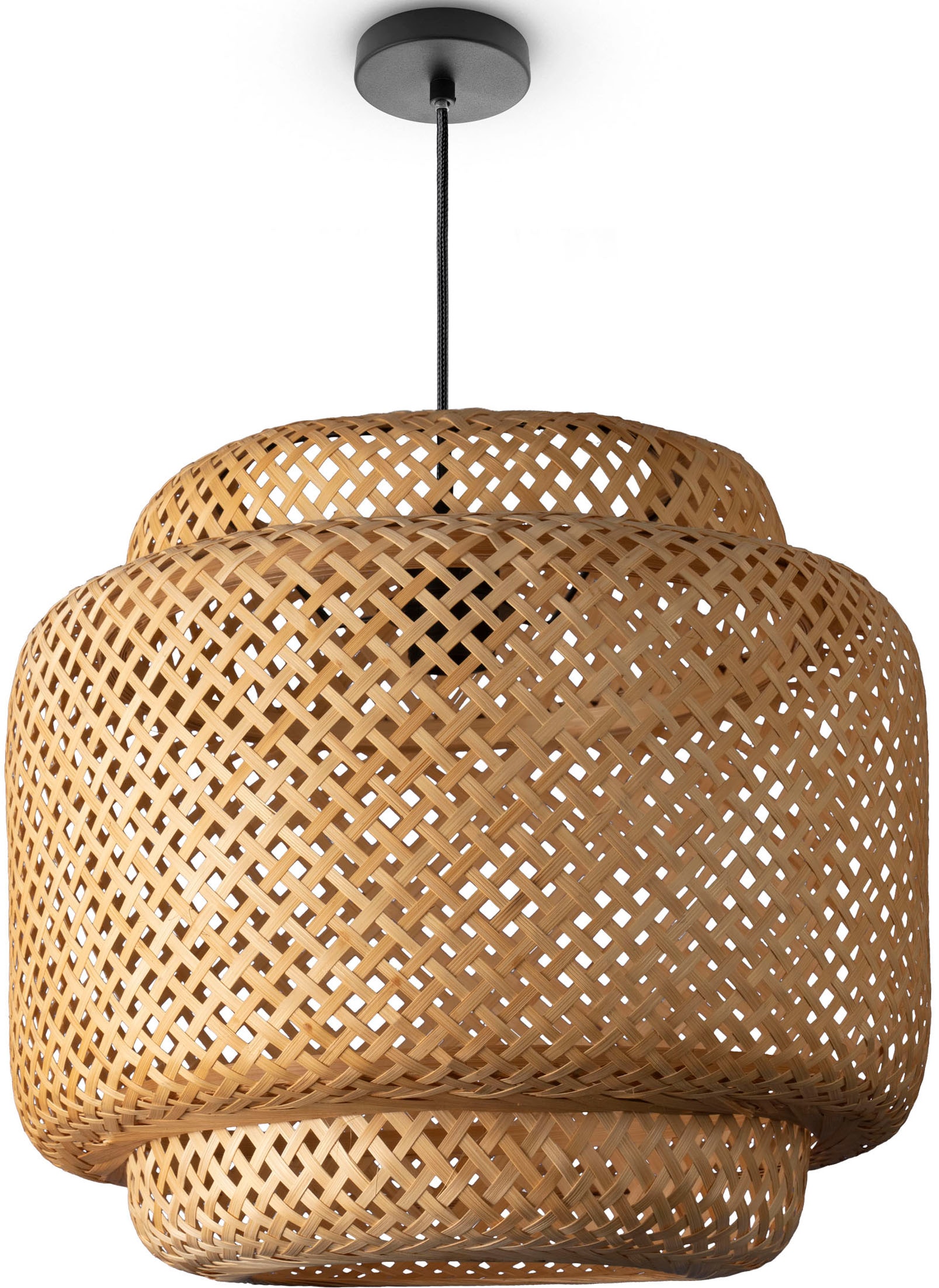 Wohnzimmer »KORVI«, Pendelleuchte Natur im Boho Esszimmerlampe Online Holz Home Paco OTTO Korblampen Shop Pendelleuchte