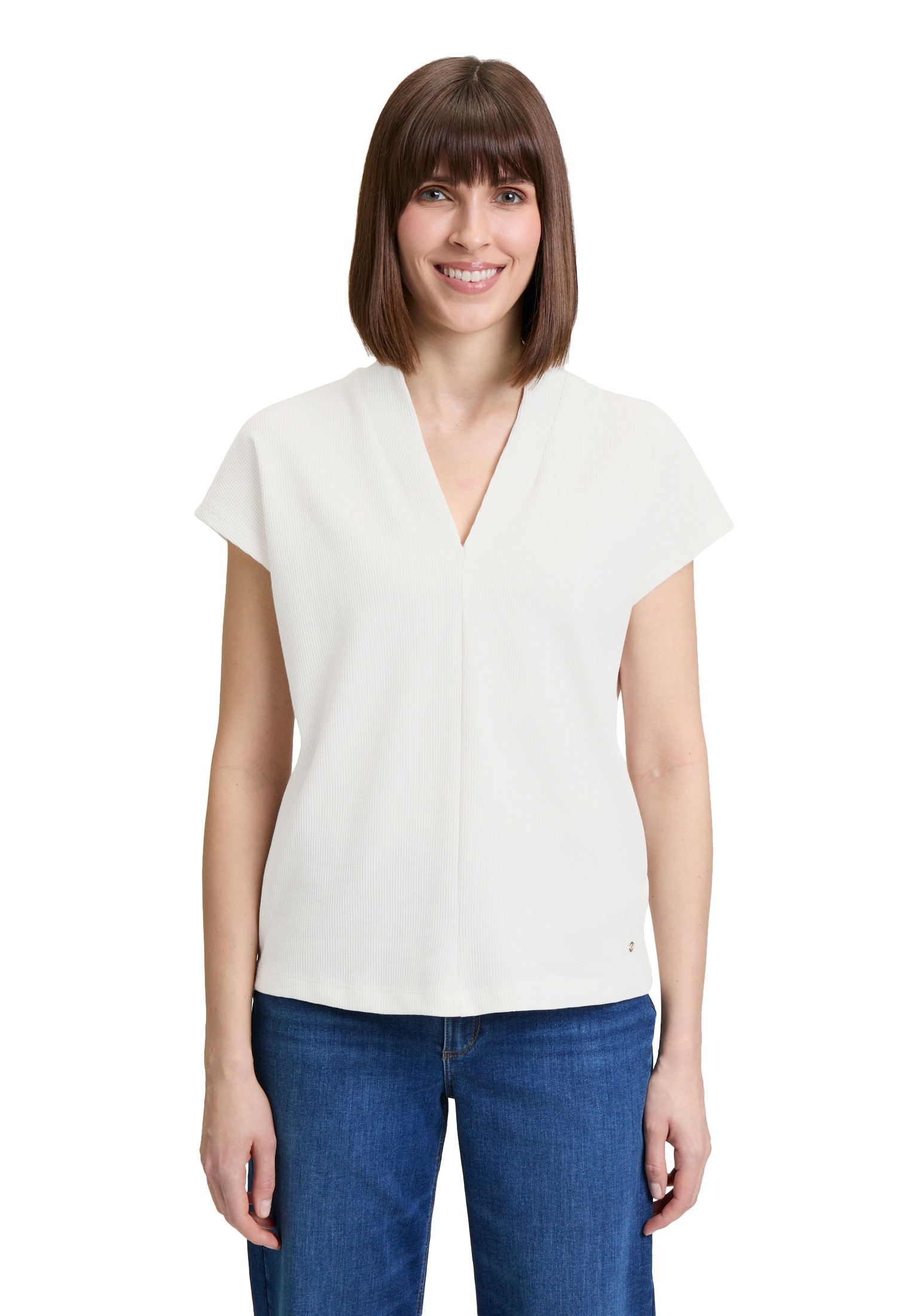 Betty&Co Kurzarmshirt »Casual-Shirt mit V-Ausschnitt«