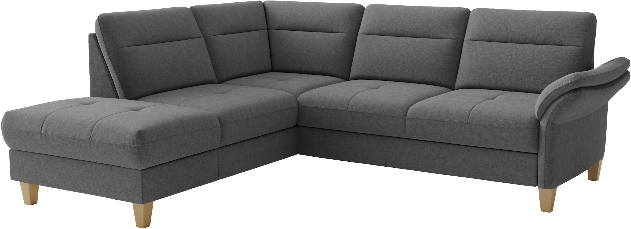 sit&more »Pamela L-Form, B: 218 cm, optional Schlaffunktion & Bettkasten« wahlweise mit Armteilverstellung, Sofa mit Federkern, Sitzhöhe: 48 cm