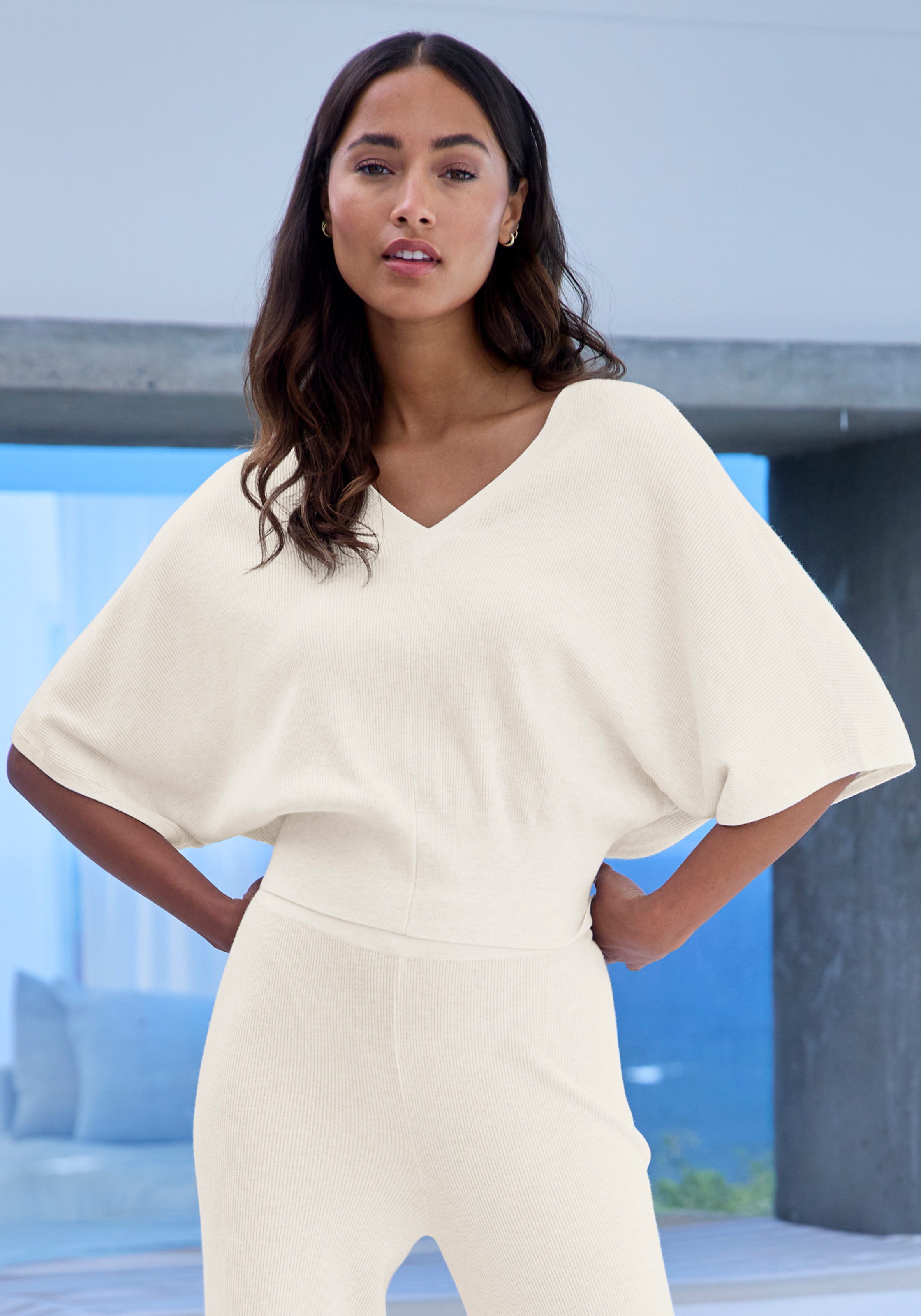 Copenhagen Studios Strickhose, aus hochwertigem Rippstrick, Loungewear