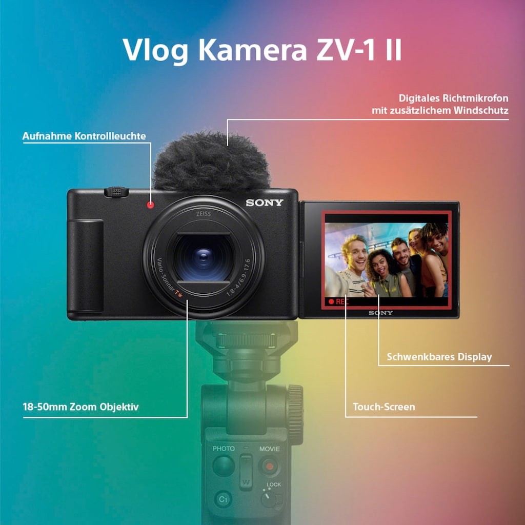 Sony Systemkamera »Vlog-Kamera ZV-1 II 4K Ultra HD Video«, 20,1 MP, 2,7 fachx opt. Zoom, Bluetooth-WLAN (Wi-Fi)