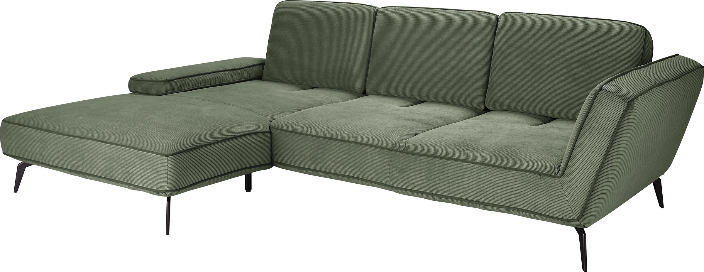 set one by Musterring Ecksofa »SO 4500, Füße schwarz matt, inkl Schwenkrückenfunktion, Cord, L-Form«, wahlweise mit Kopfstütze/Armteilverstellung/Rückenneigung