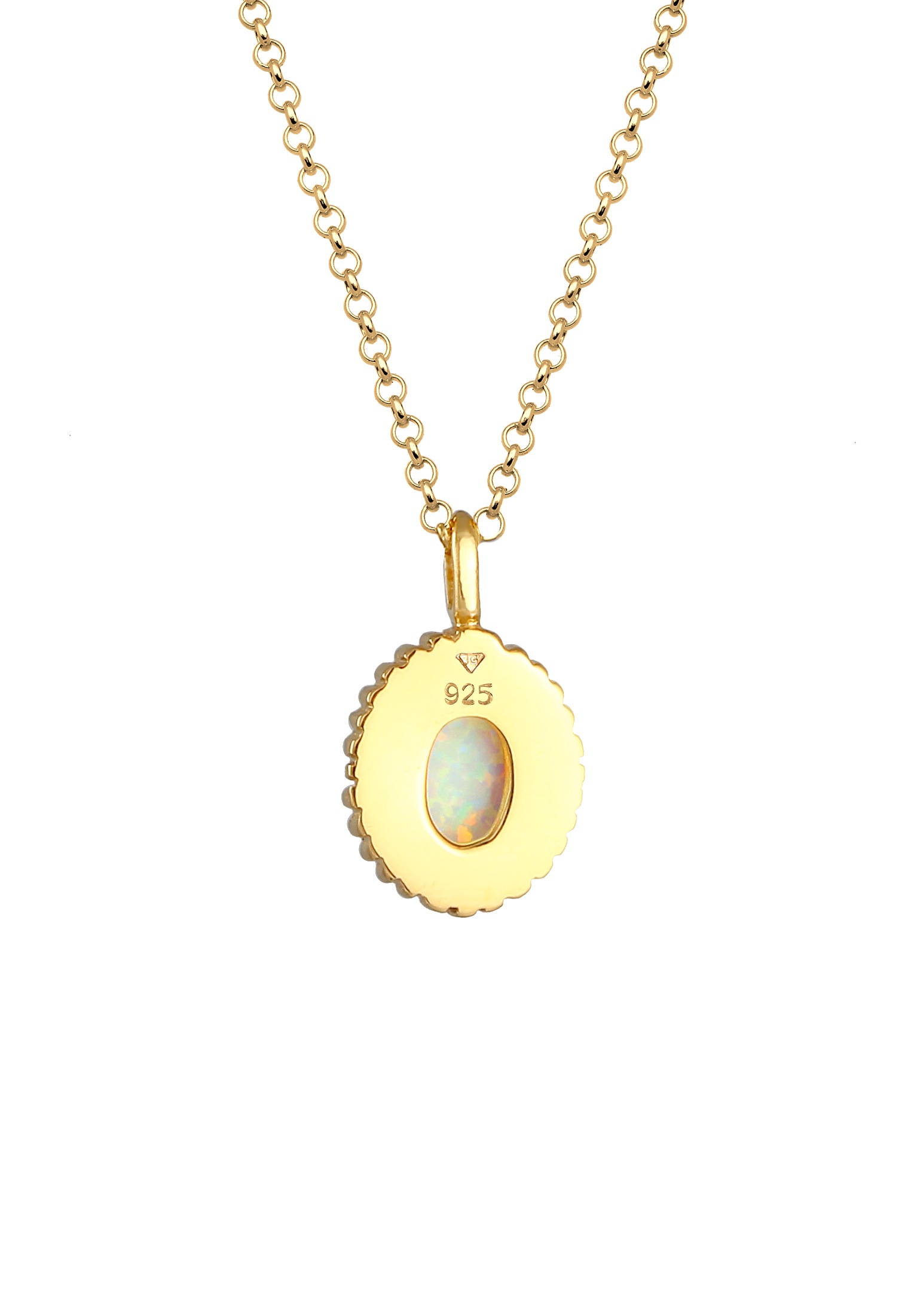 Elli Silberkette »Halskette Anhänger Opal Oval Vintage 925er Silber«
