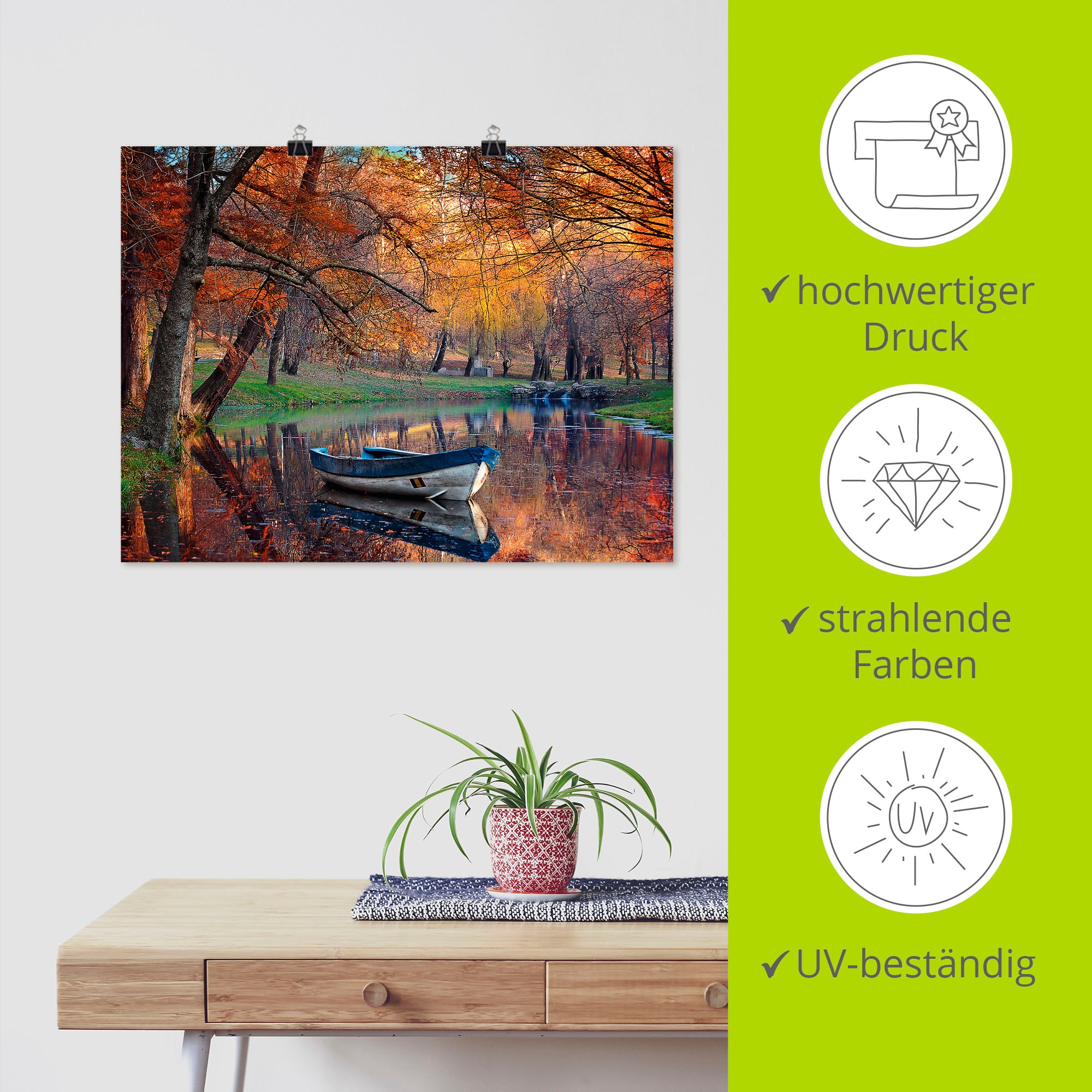 Artland Wandbild »Bunte Herbstlandschaft«, Boote & Schiffe, (1 St.), als Leinwandbild, Poster in verschied. Größen