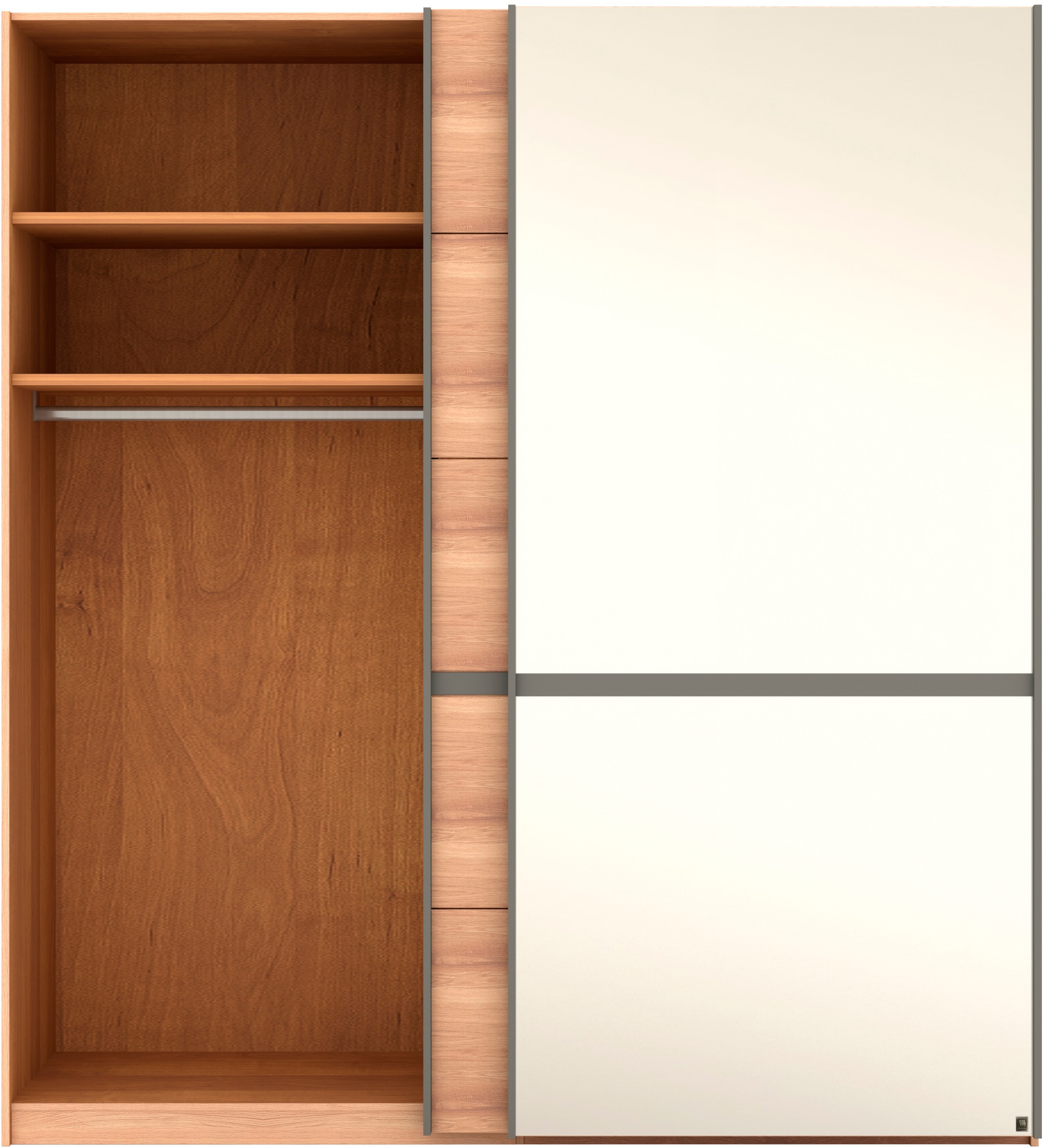 Musterring Schwebetürenschrank »Sorrent, Kleiderschrank, Schrank, Schiebetüren«, (Teilmassiv Eiche, MADE IN GERMANY), Türen in Eiche massiv mit Kassetten-Optik, verschiedene Maße verfügbar