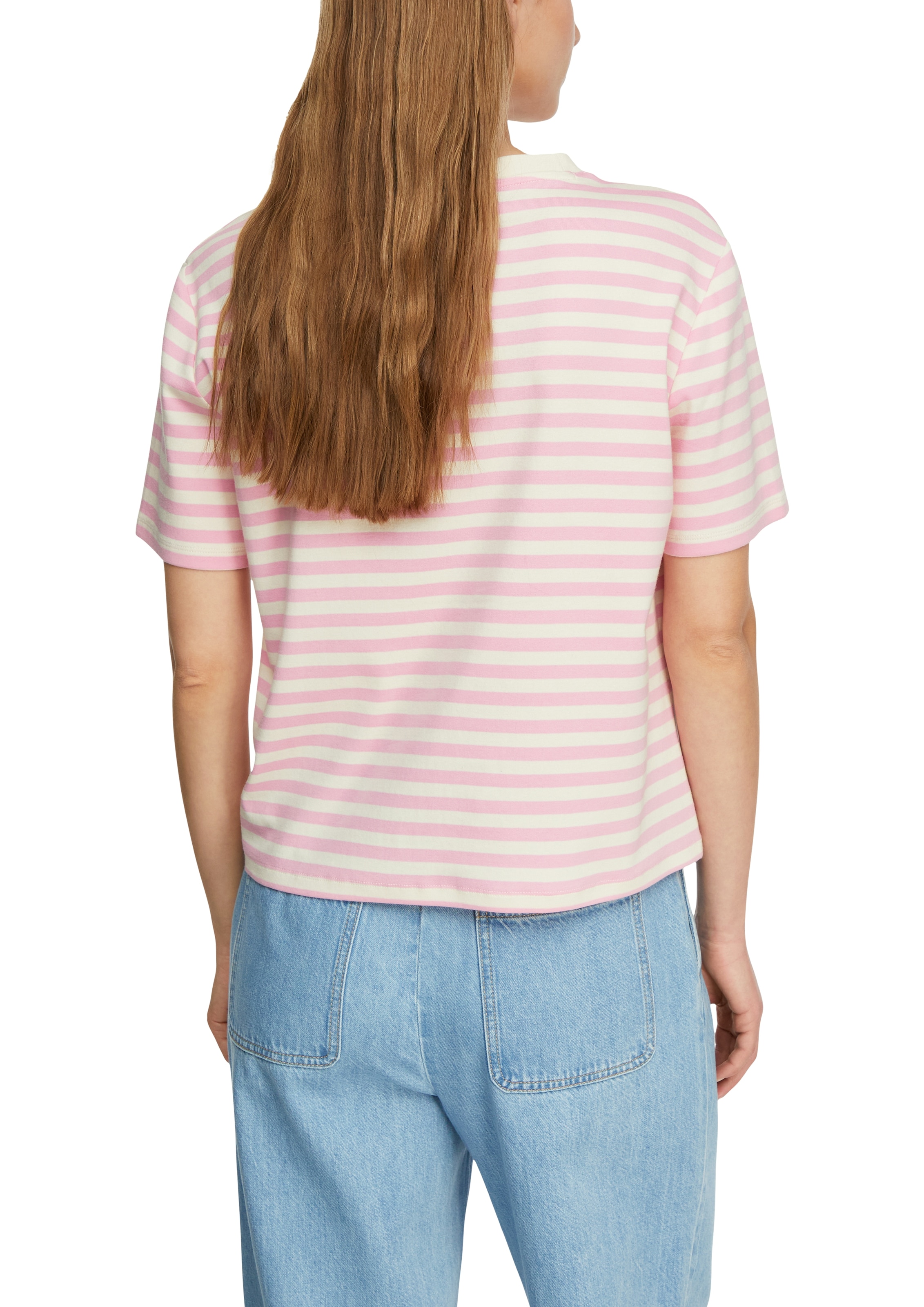 Comma Rundhalsshirt Sommershirt mit Streifen