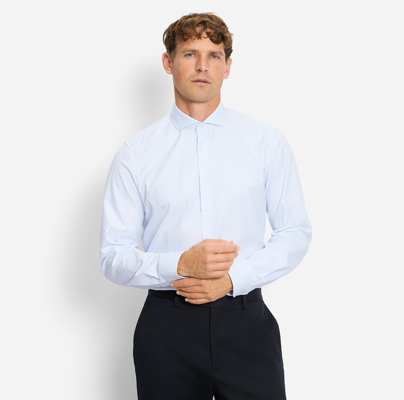 OLYMP Langarmhemd »Level Five« body fit, Haifischkragen, Webmuster, Businesshemd