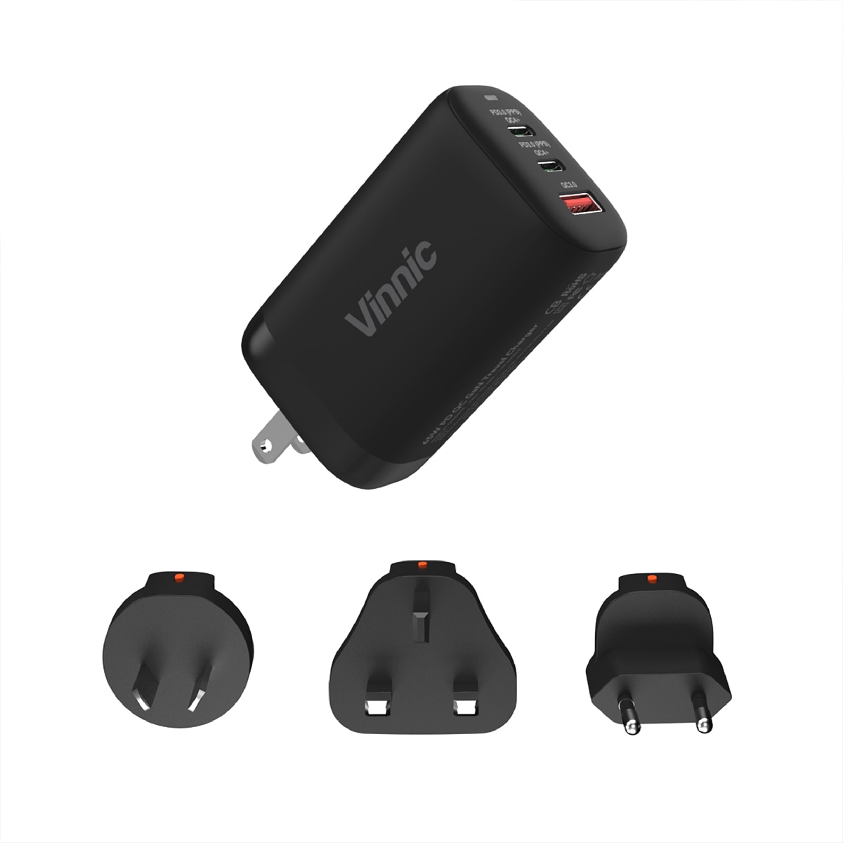 Vinnic USB-Ladegerät »TRIVOR 4-in-1 Travel Kit (65W, Dock, 2x 1.2m USB-C Kabel)«