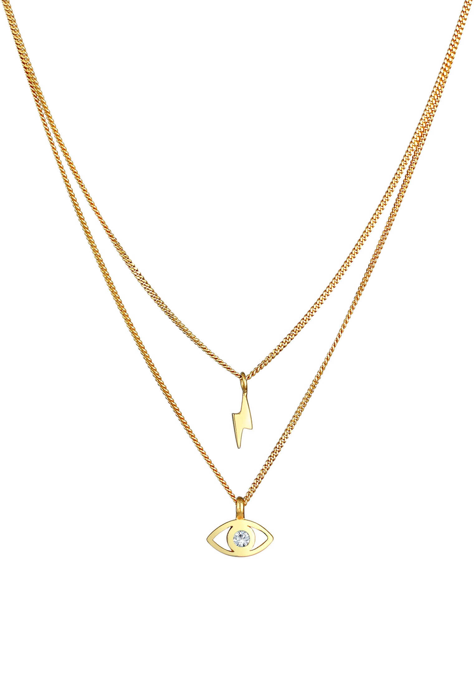 Elli Silberkette »Halskette Layer Evil Eye Blitz 925 Silber, mit Kristallen von Swarovski®«