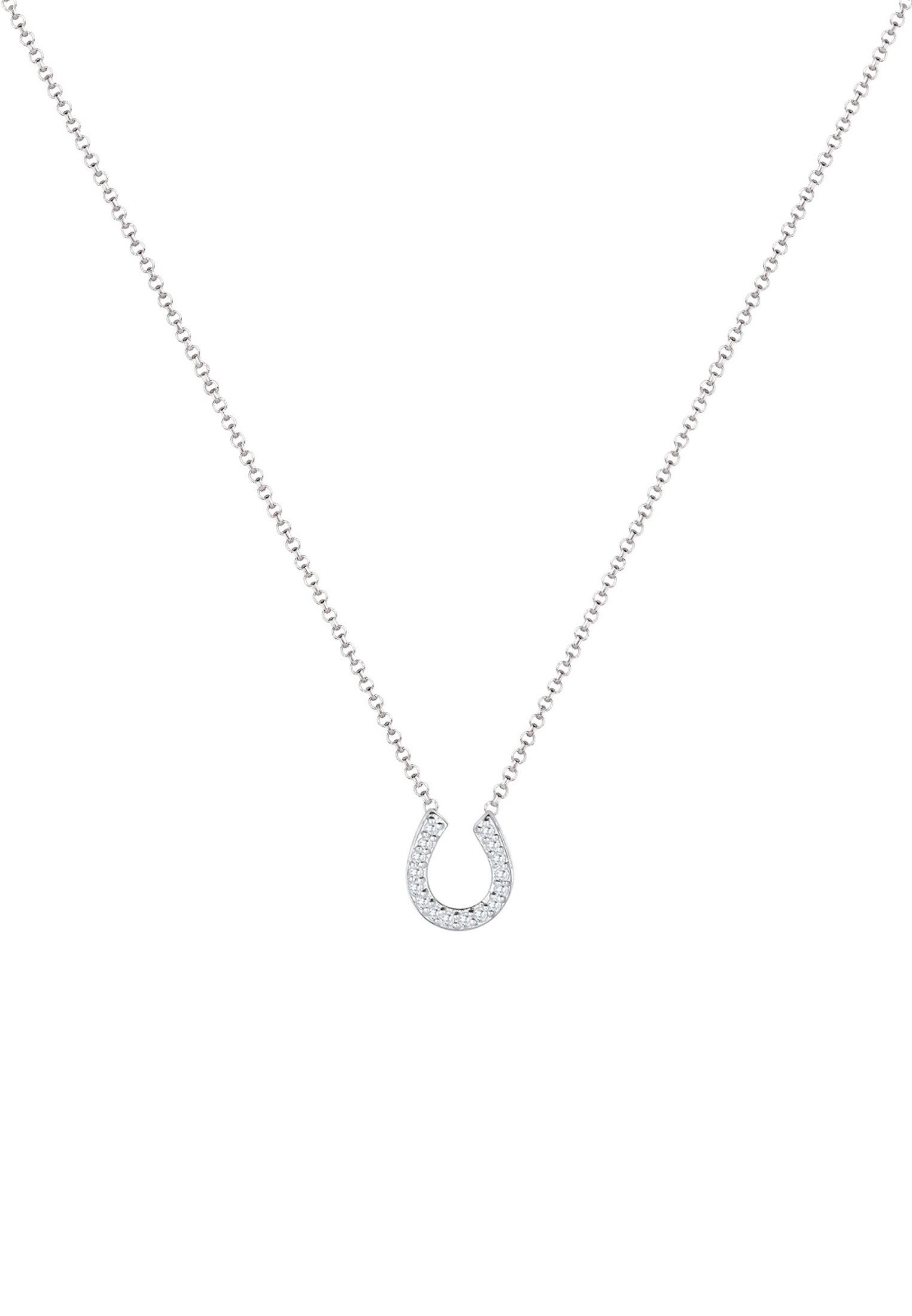 Elli Silberkette »Halskette Hufeisen Glück Zirkonia 925 Sterling Silber«