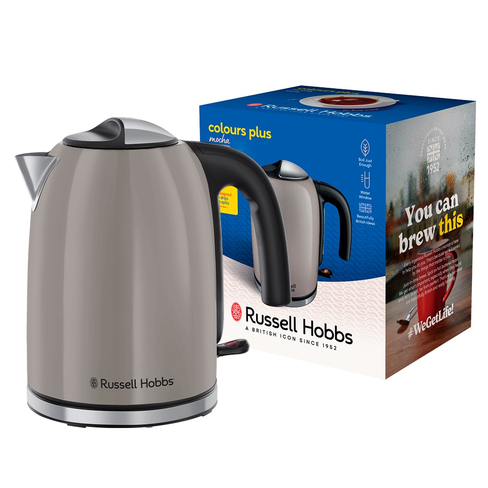 RUSSELL HOBBS Wasserkocher »Colours Plus+ Mocha 28511-70« 1,7 l 2400 W Edelstahl, Schnellkochfunktion, Perfect-pour-Ausgustülle, Kalkfilter
