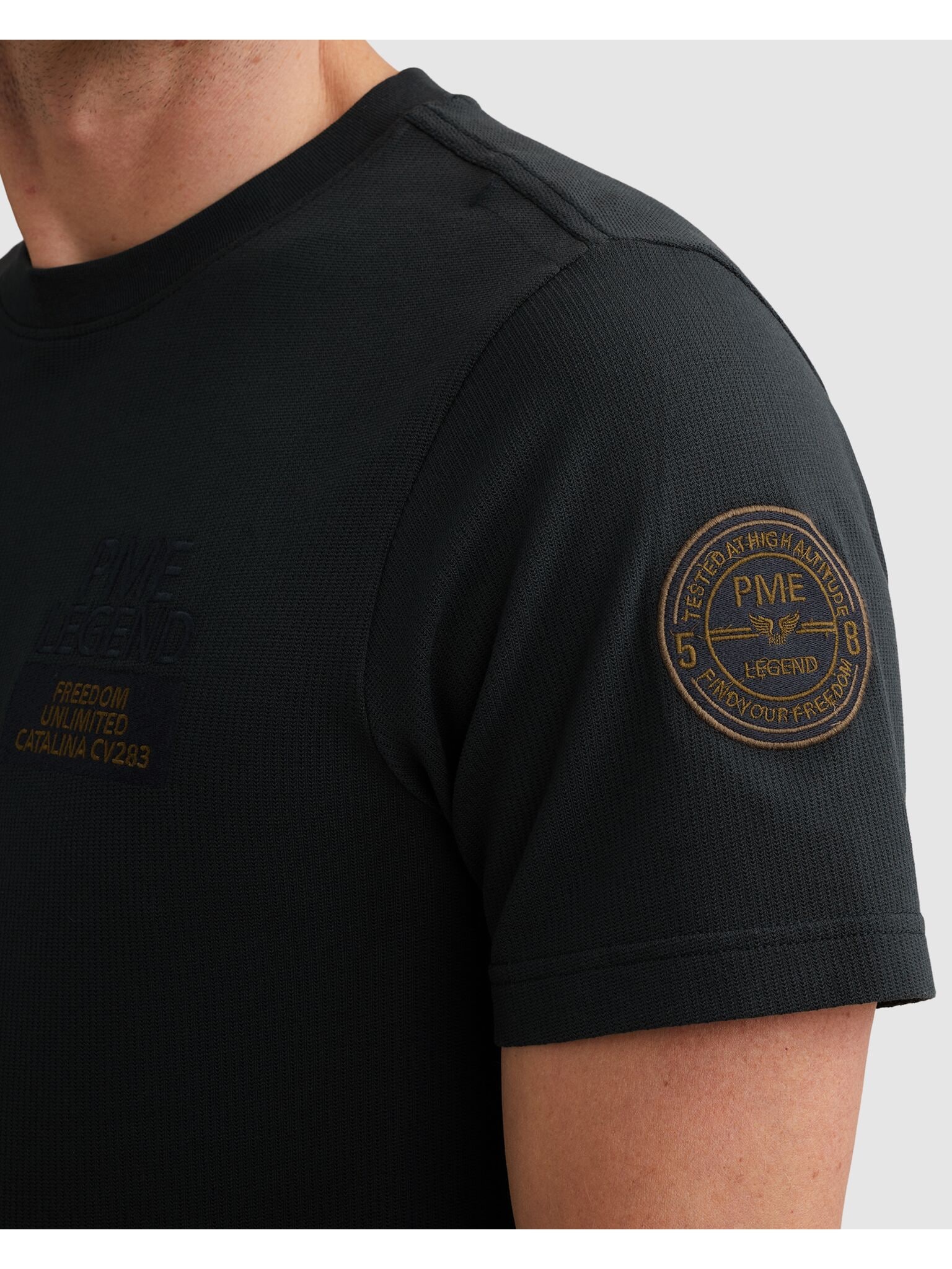 PME LEGEND T-Shirt »Short sleeve r-neck flat waffle jersey« mit Logo Prints