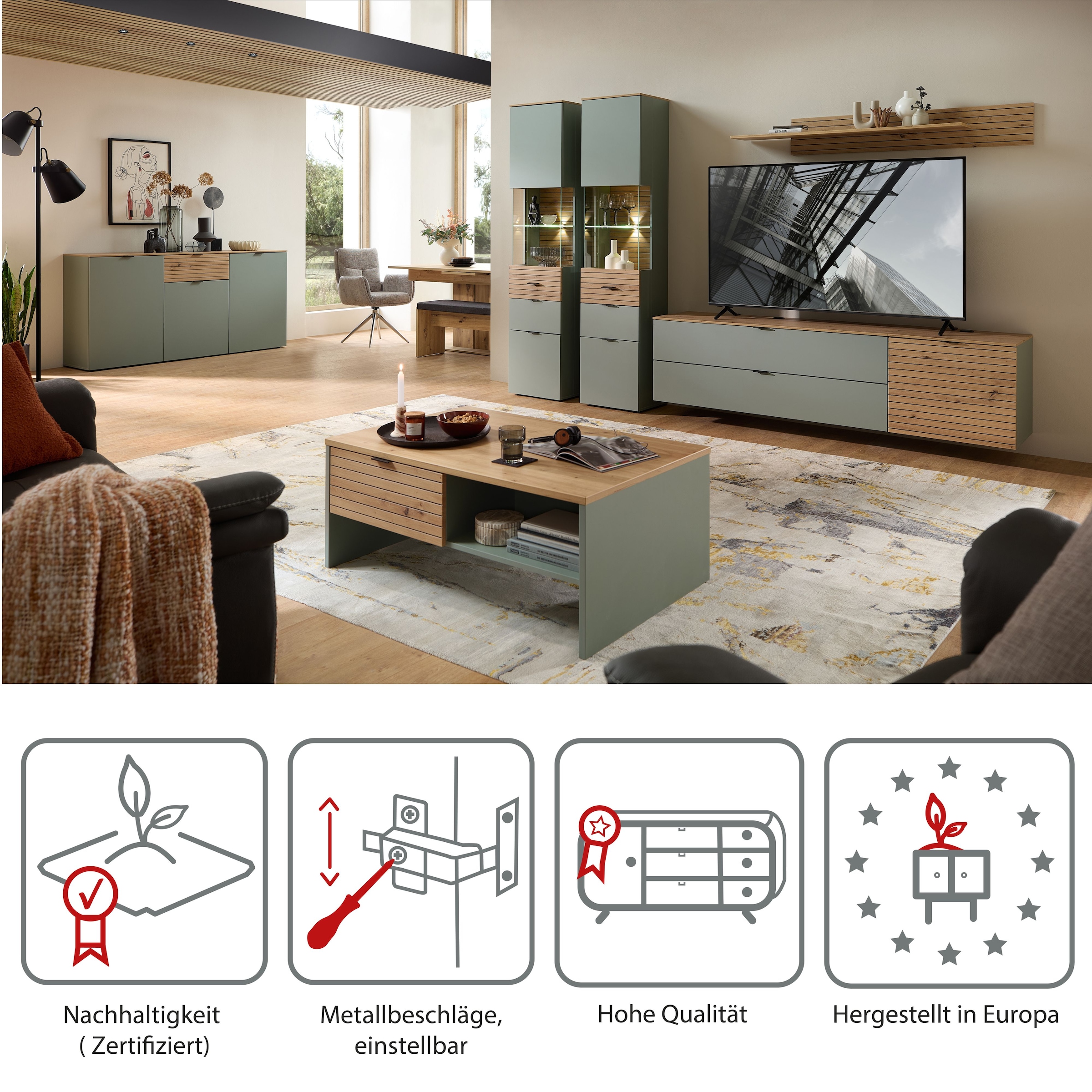 Innostyle Wandboard »INA Wandboard, 160 x 22 x 22 cm (B/H/T)« 1 Stk. tlg. mit Boden, gefräste Front
