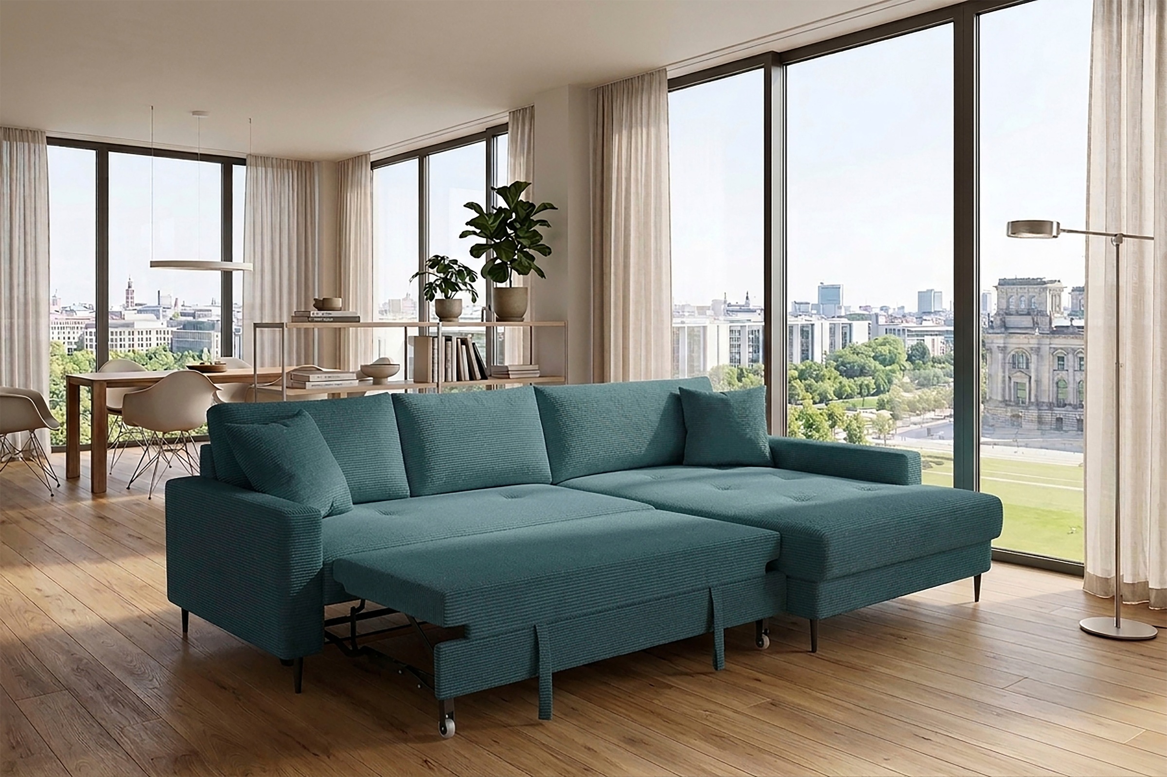 Trends by HG Ecksofa »Summer, B: 284 cm, mit Schlaffunktion und Wellenfederung«