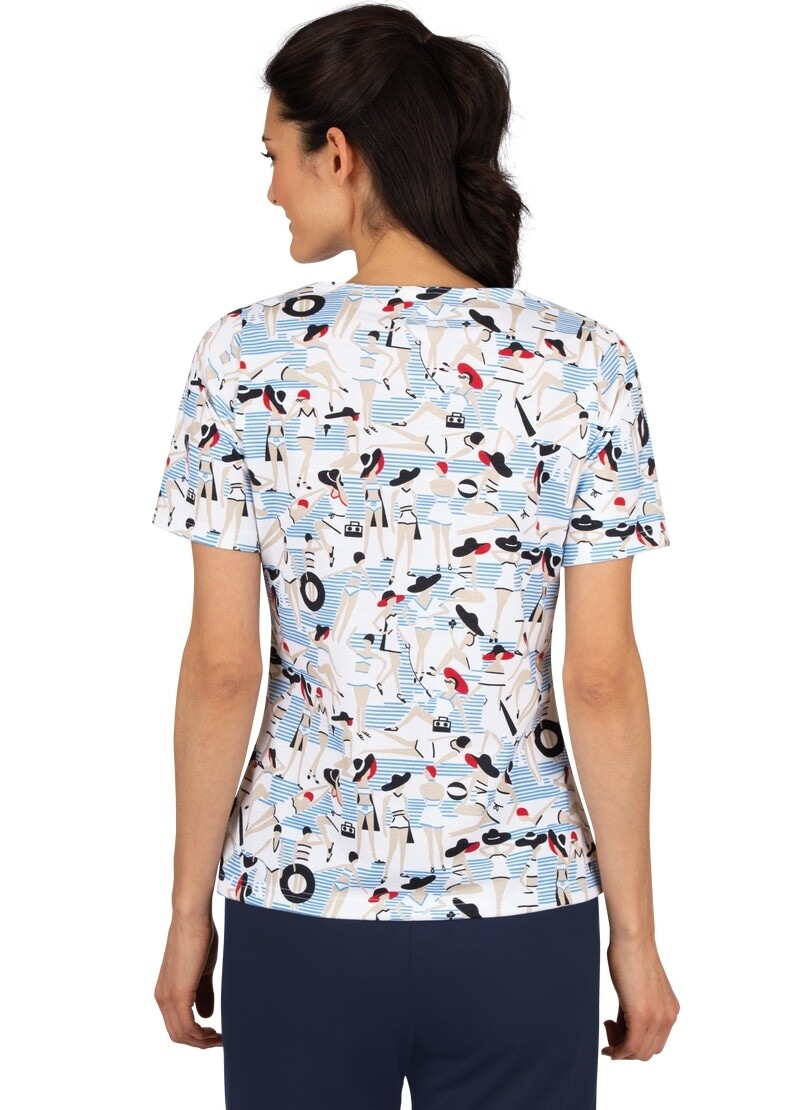 Trigema T-Shirt »TRIGEMA T-Shirt mit weitem Ausschnitt und Druck«