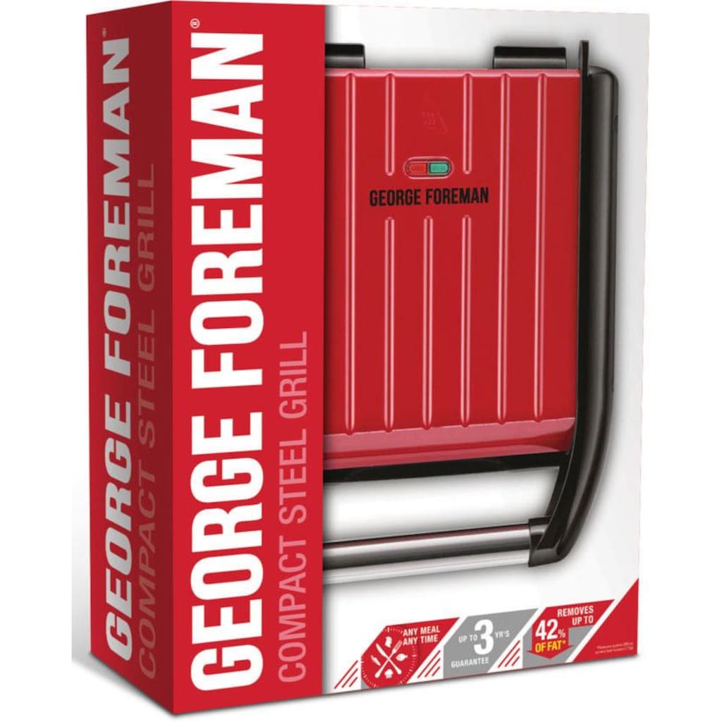 George Foreman Kontaktgrill »Steel Compact Fitnessgrill rot 25030-56«, 1200 W
