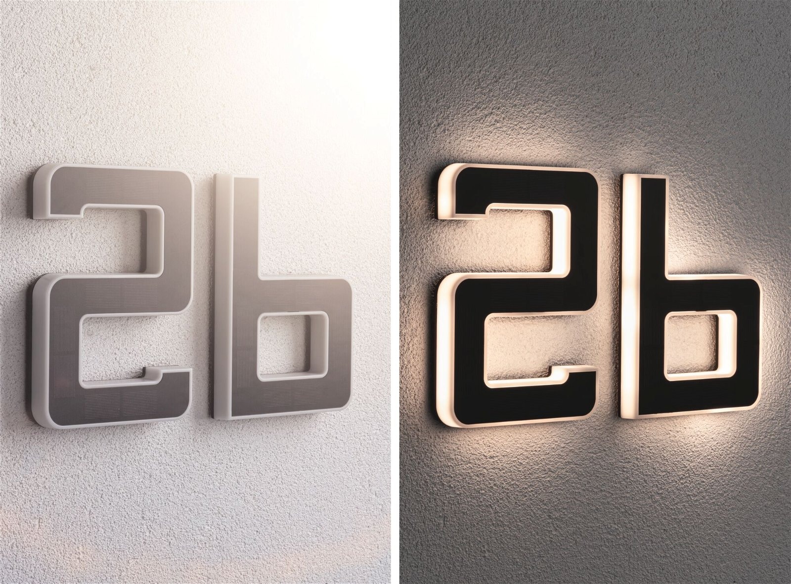 Paulmann LED Außen-Wandleuchte »Solar Hausnummer« LED-Modul 1 Stk. Warmweiß LED-Modul, Hausnummern, Buchstaben wählbar, Akku wechselbar
