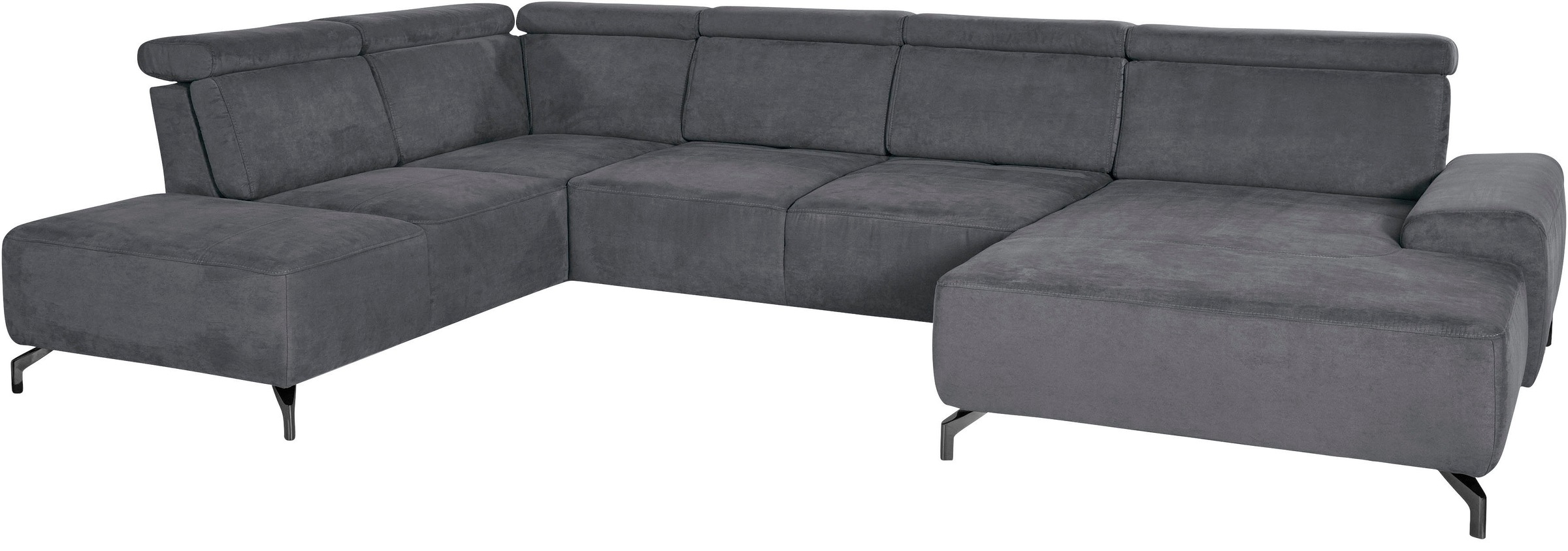 sit&more Wohnlandschaft »Gizeh U-Form«, 12 cm Fußhöhe, inklusive Sitztiefenverstellung und Kopfteilverstellung