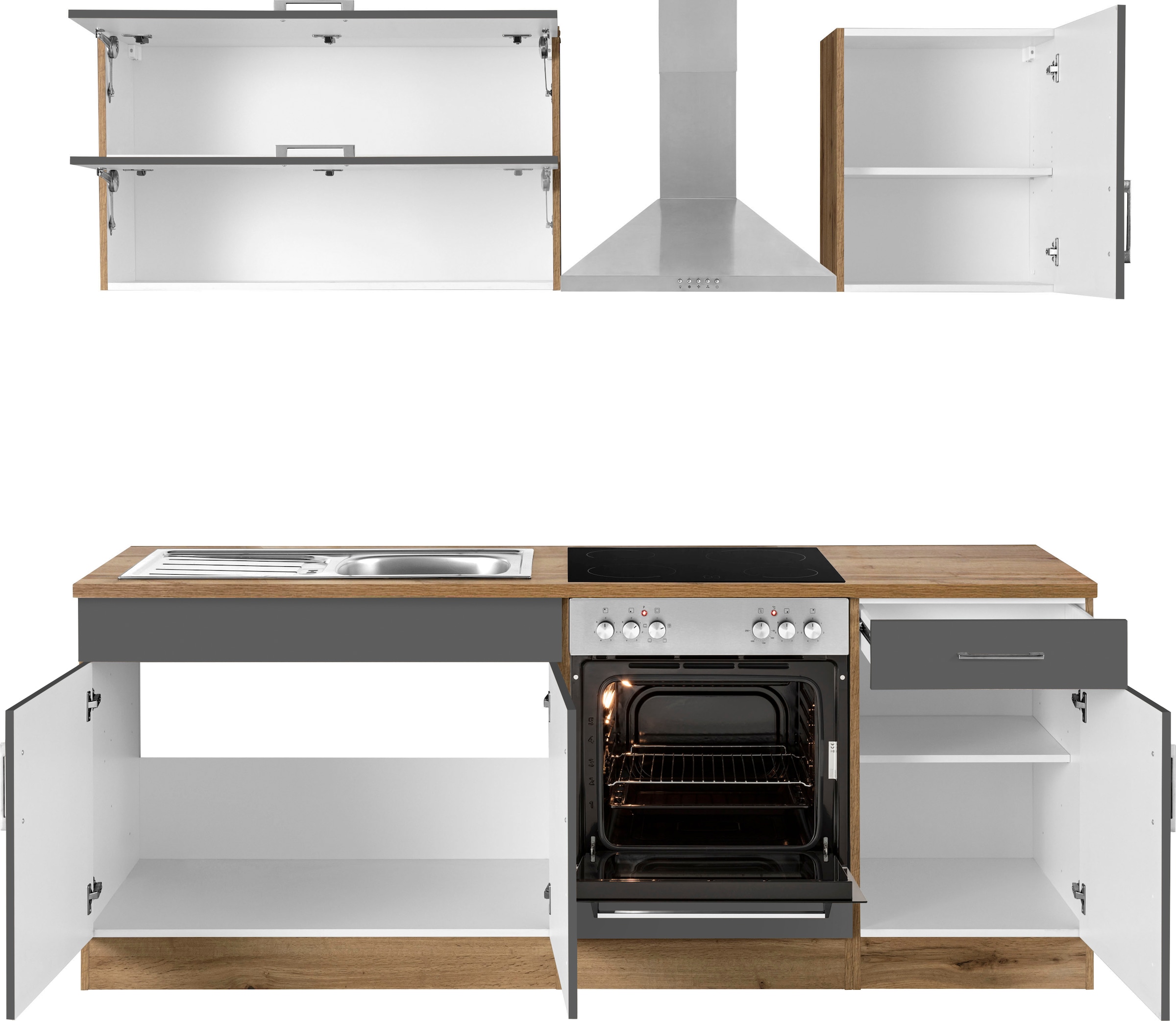 KOCHSTATION Küchenzeile »KS-Colmar«, ohne E-Geräte, Breite 210 cm