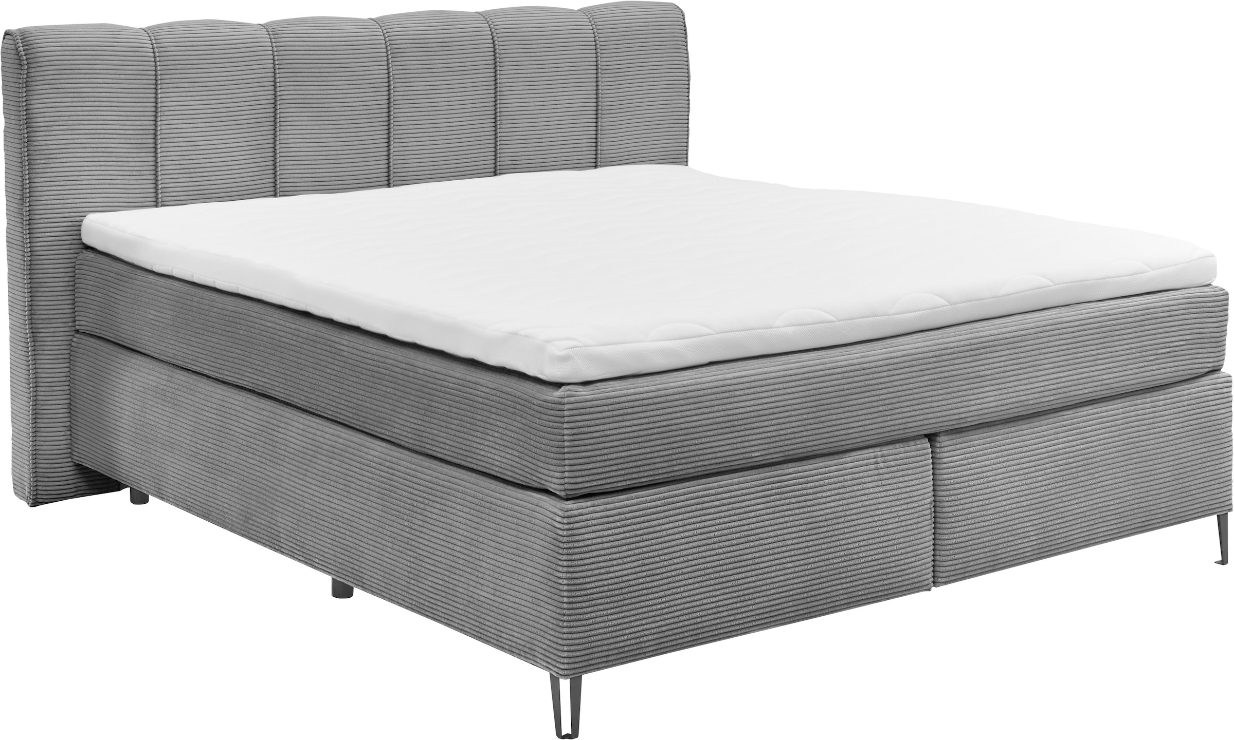 set one by Musterring Boxspringbett »Fairfield« Metallfuß schwarz, Kopfteil mit Keder, Breite 160 oder 180 cm