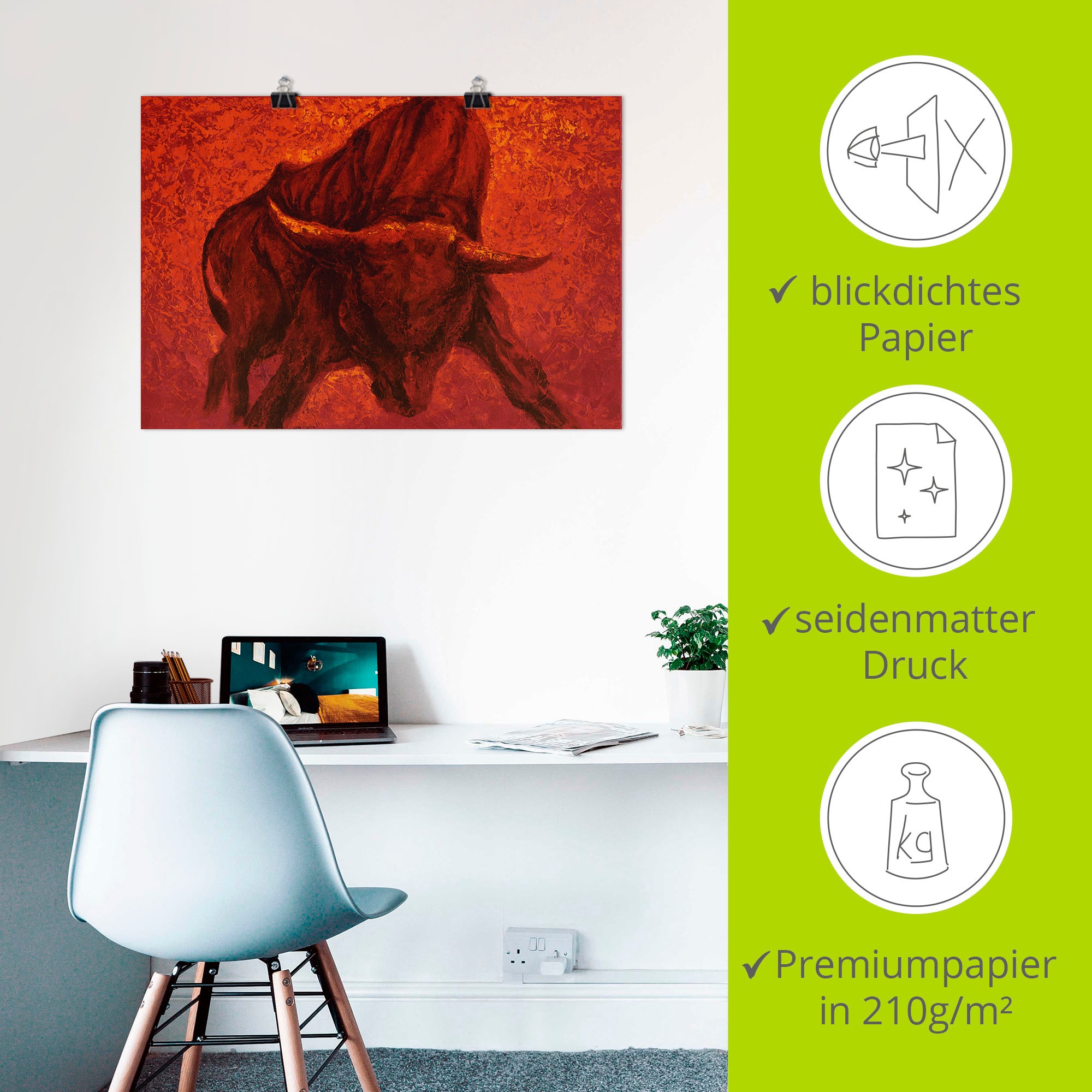 Artland Wandbild »Katalanischer Stier«, Wildtiere, (1 St.), als Alubild, Outdoorbild, Leinwandbild, Poster, Wandaufkleber