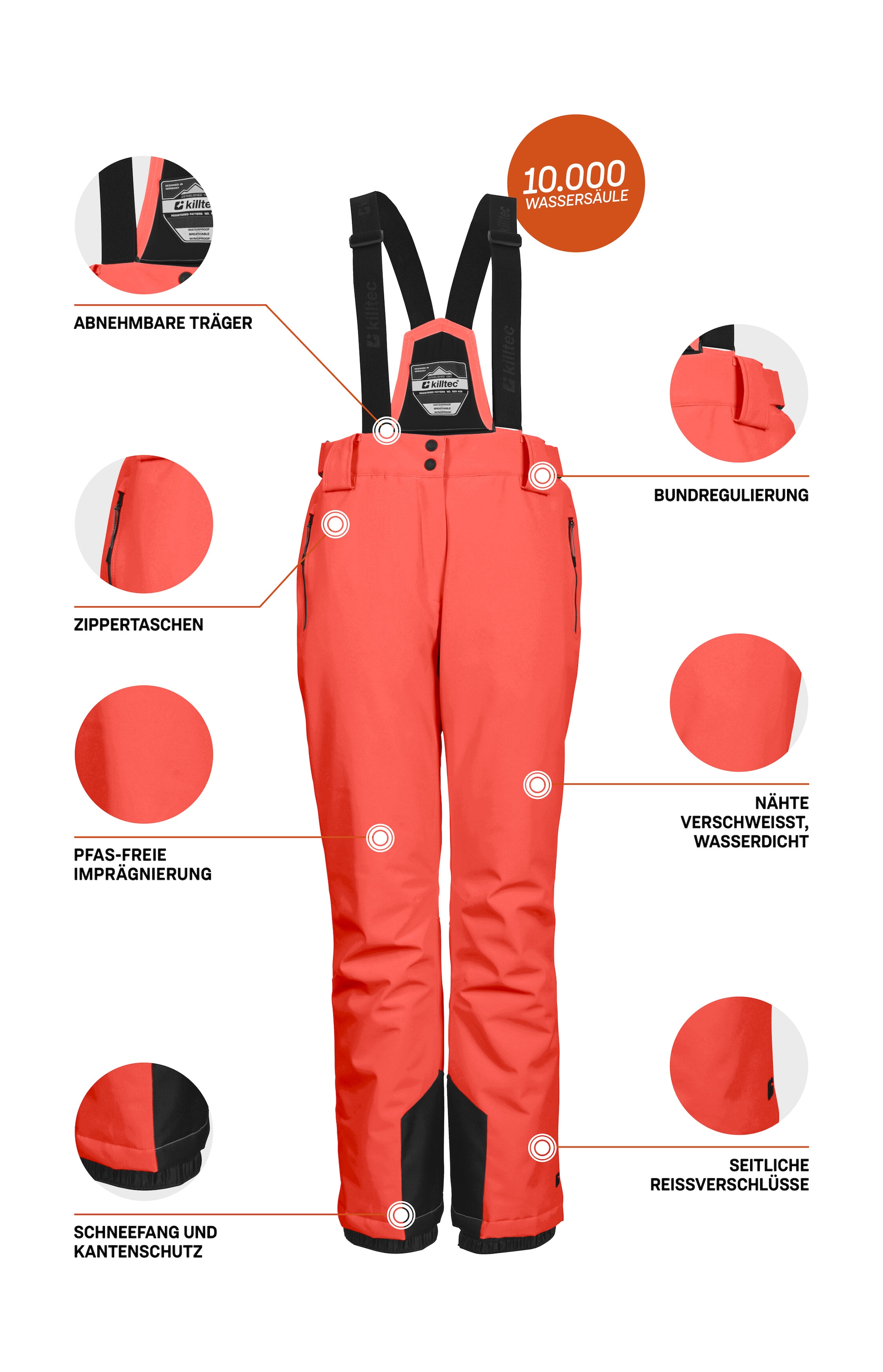 Killtec Skihose »KSW 249 WMN SKI PNTS_ERIELLE«, Wind- und wasserdicht, verstellbare Träger, PFAs-frei imprägniert
