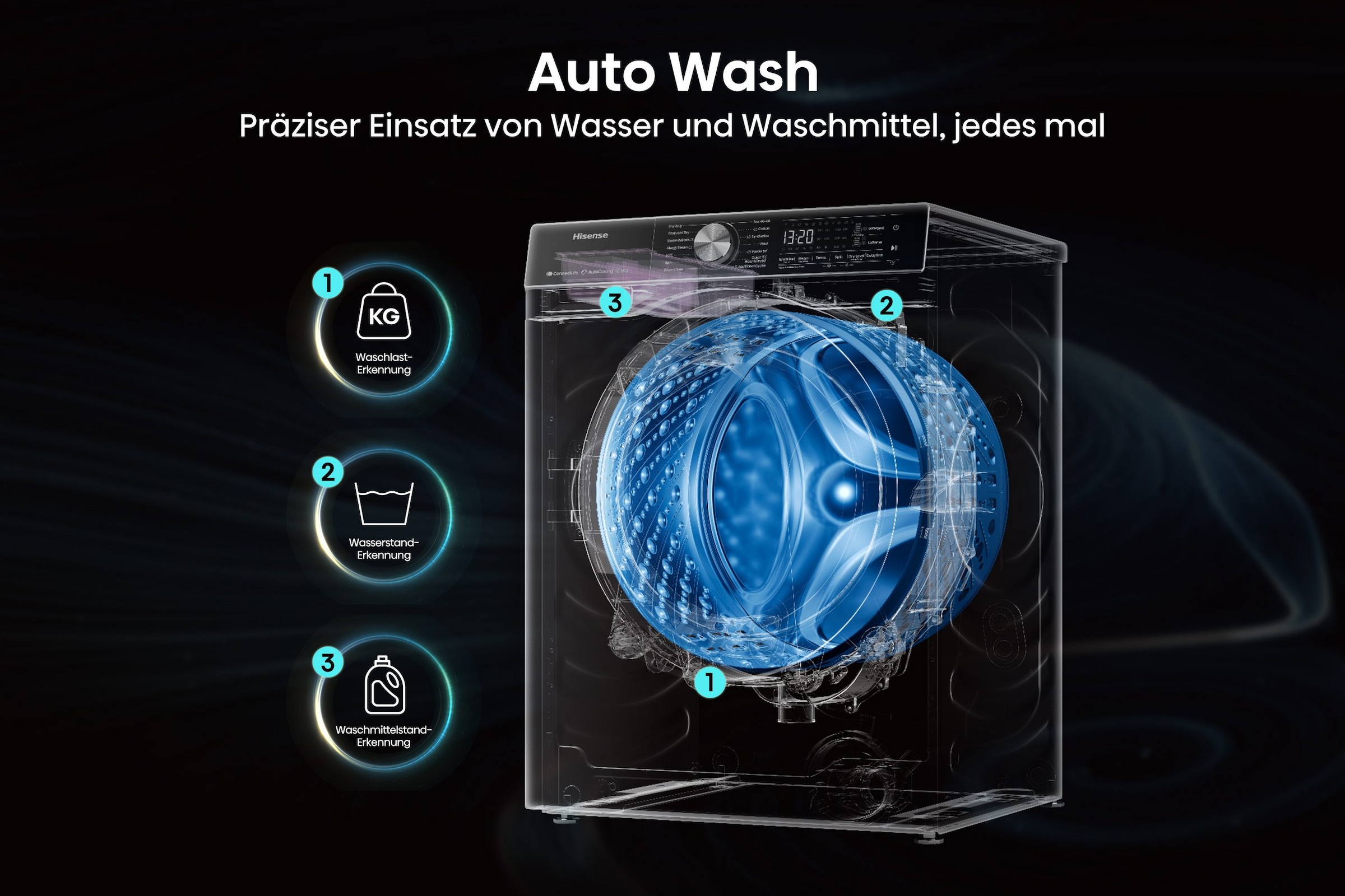 Hisense Waschmaschine »WF5S1045BW« 10,5 kg 1400 U/min AutoDosing