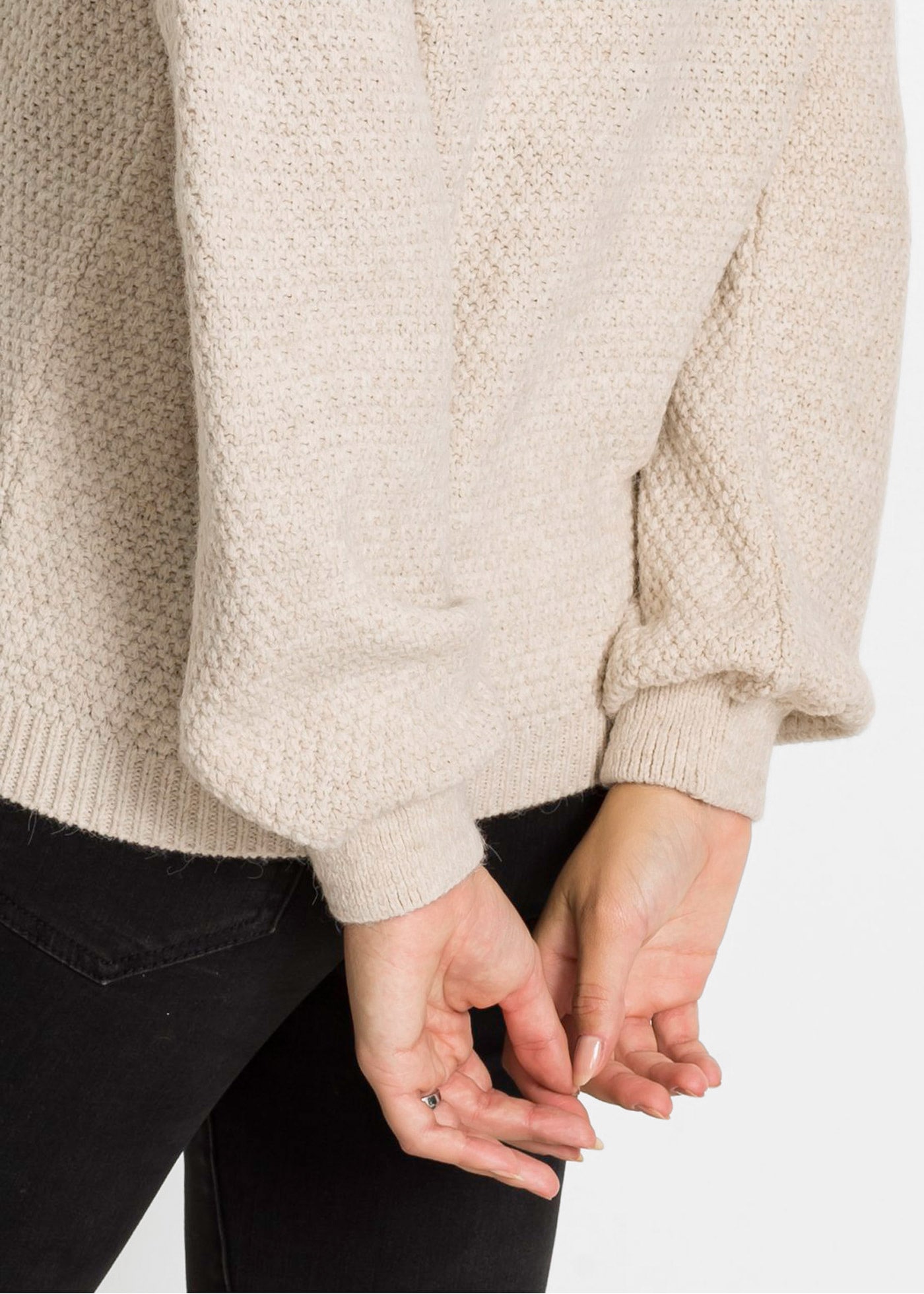 bonprix Troyer aus Ajourstrick, mit Stehkragen, figurumspielende Passform