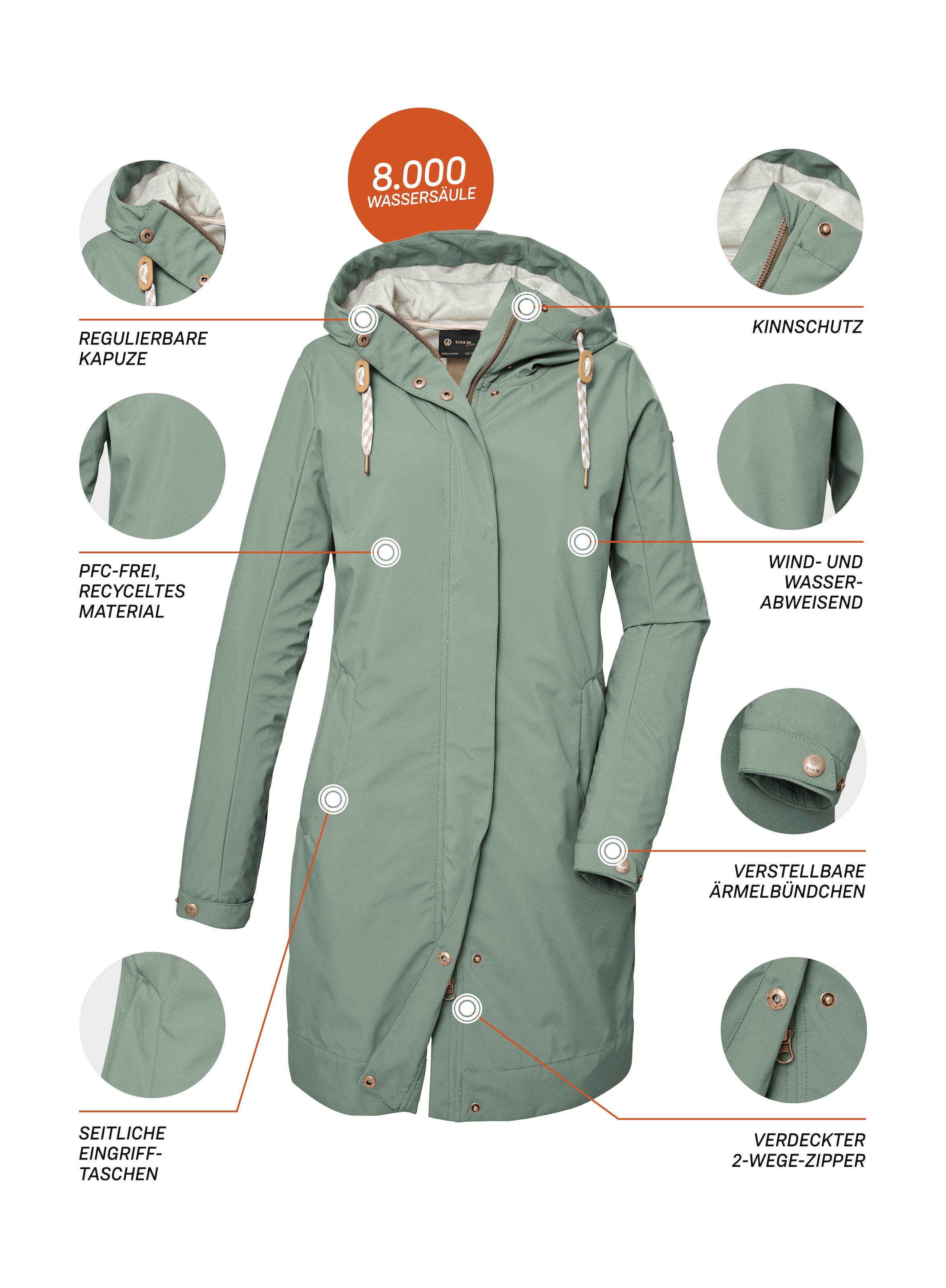 G.I.G.A. DX by killtec Softshellparka »GS 16 WMN SFTSHLL PRK«, Wasserdichter, atmungsaktiver Parka aus recycelten Materialien