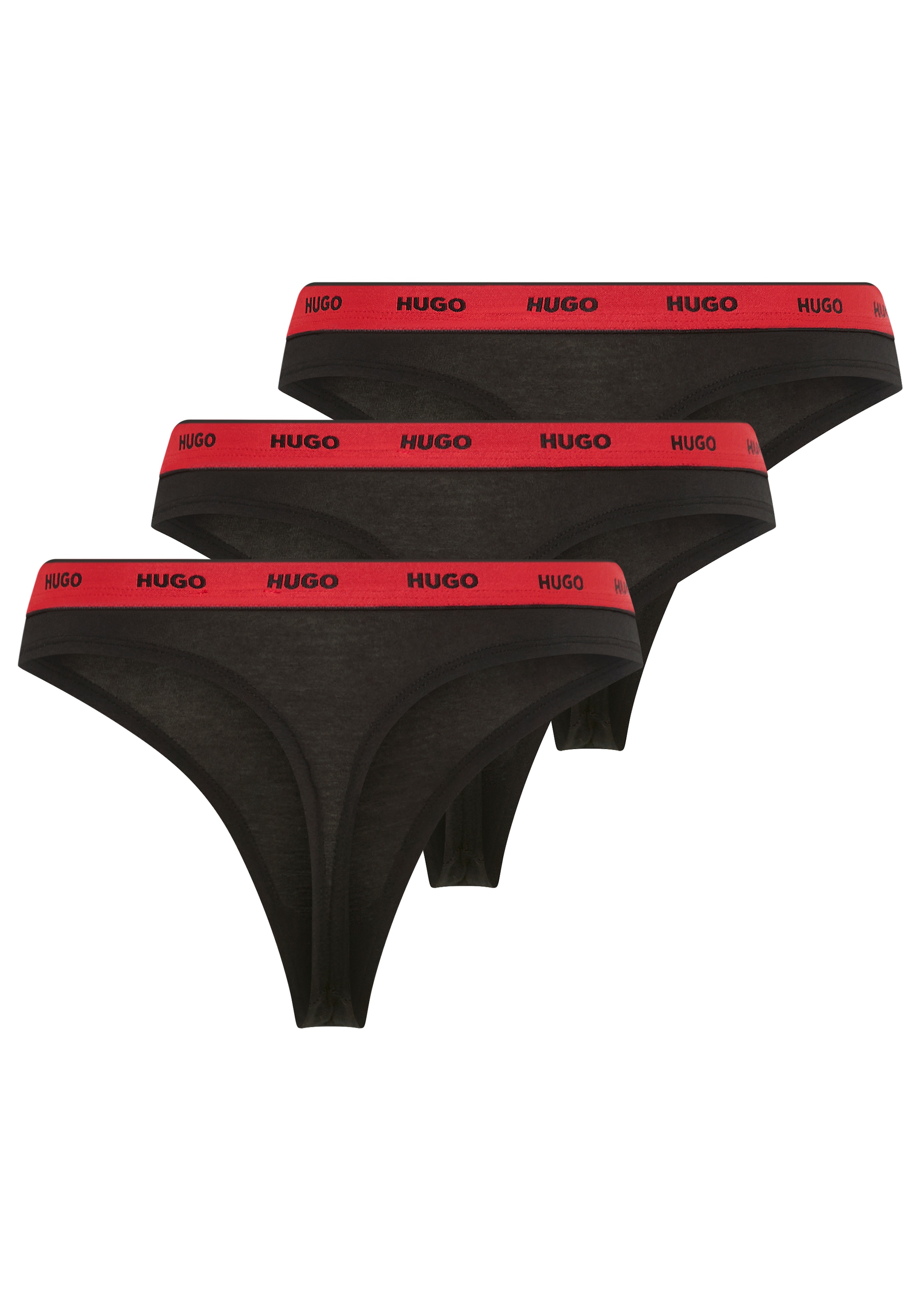 HUGO Underwear String »TRIPLET THONG STRIPE«, (3 St.), mit HUGO Logo-Elastikbund