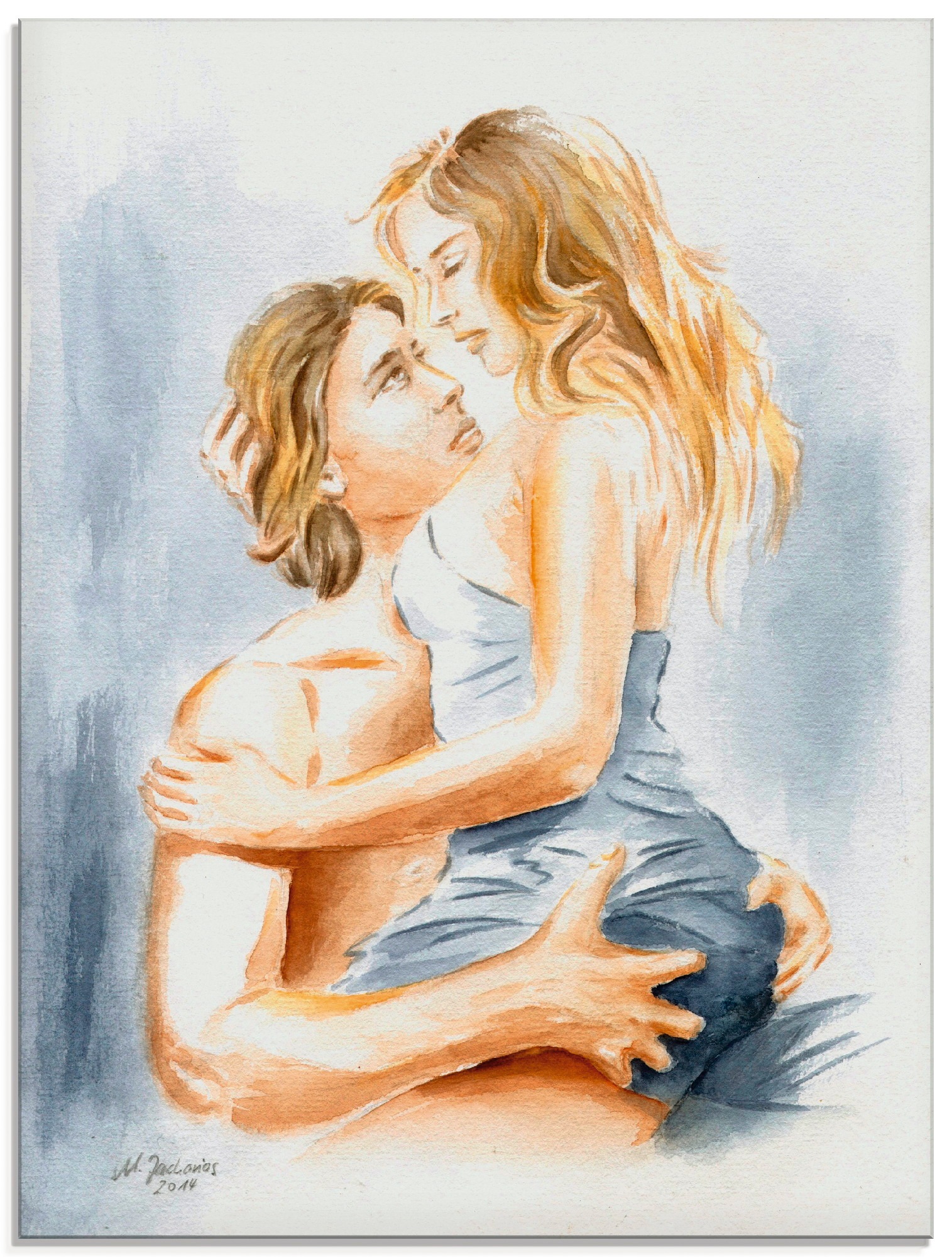 Artland Glasbild »Verliebtes Pärchen - erotisches Aquarell«, Paar, (1 St.)
