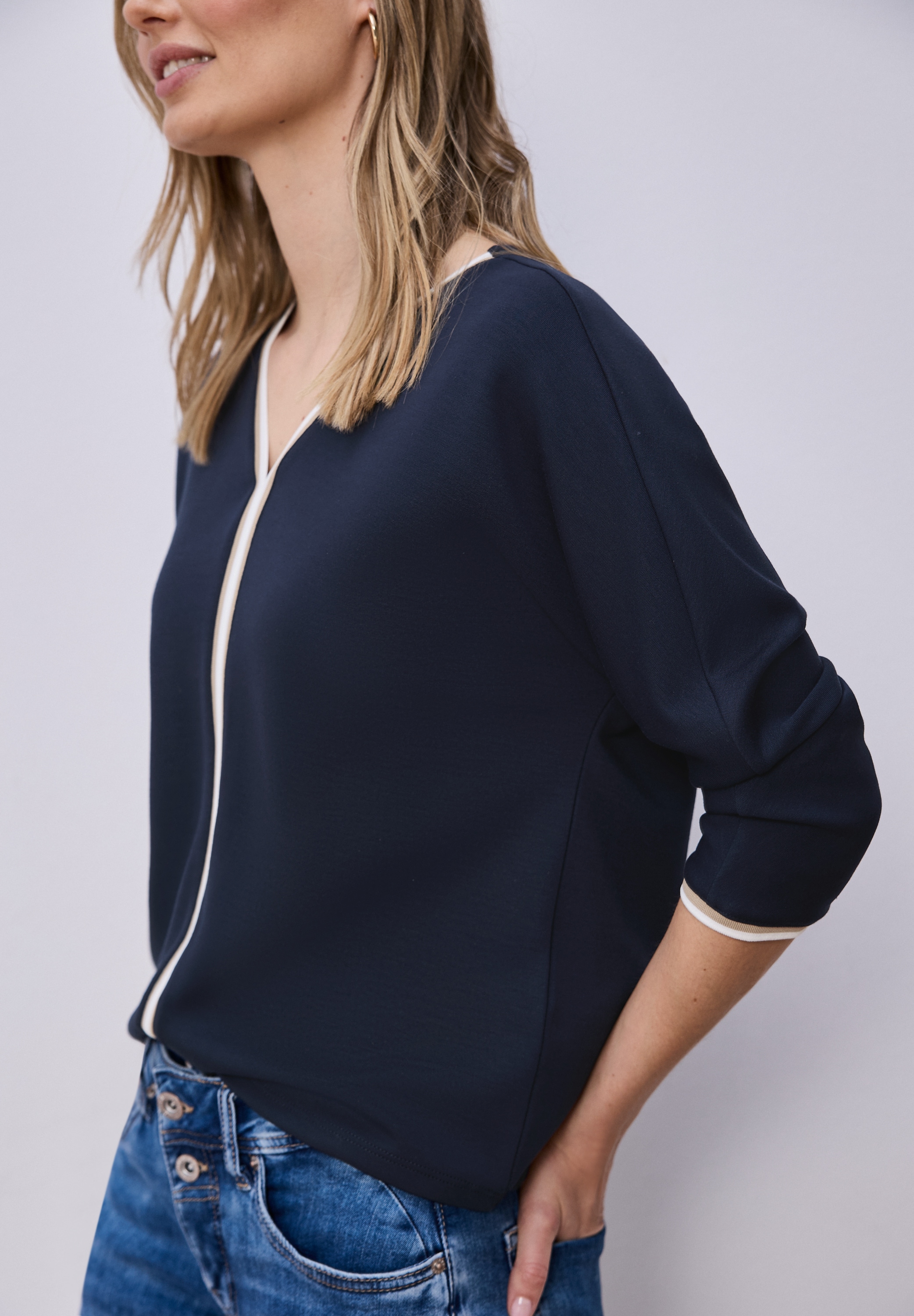 STREET ONE Langarmshirt mit Kontrast-Details