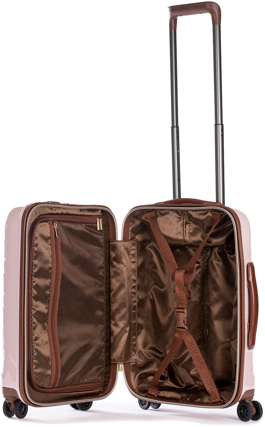 Stratic Hartschalen-Trolley »Leather&More S mit Vortasche, rose«, 4 Rollen, Handgepäck Reisekoffer Reisegepäck TSA-Zahlenschloss