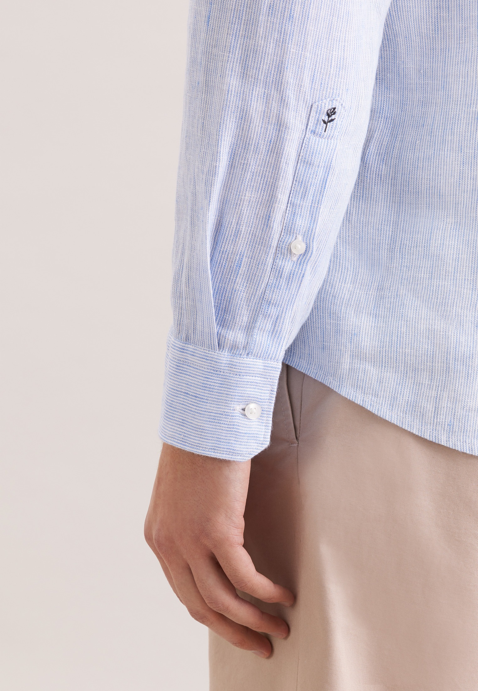 seidensticker Leinenhemd »Schwarze Rose« Slim 1/1 Stehkragen Gestreift